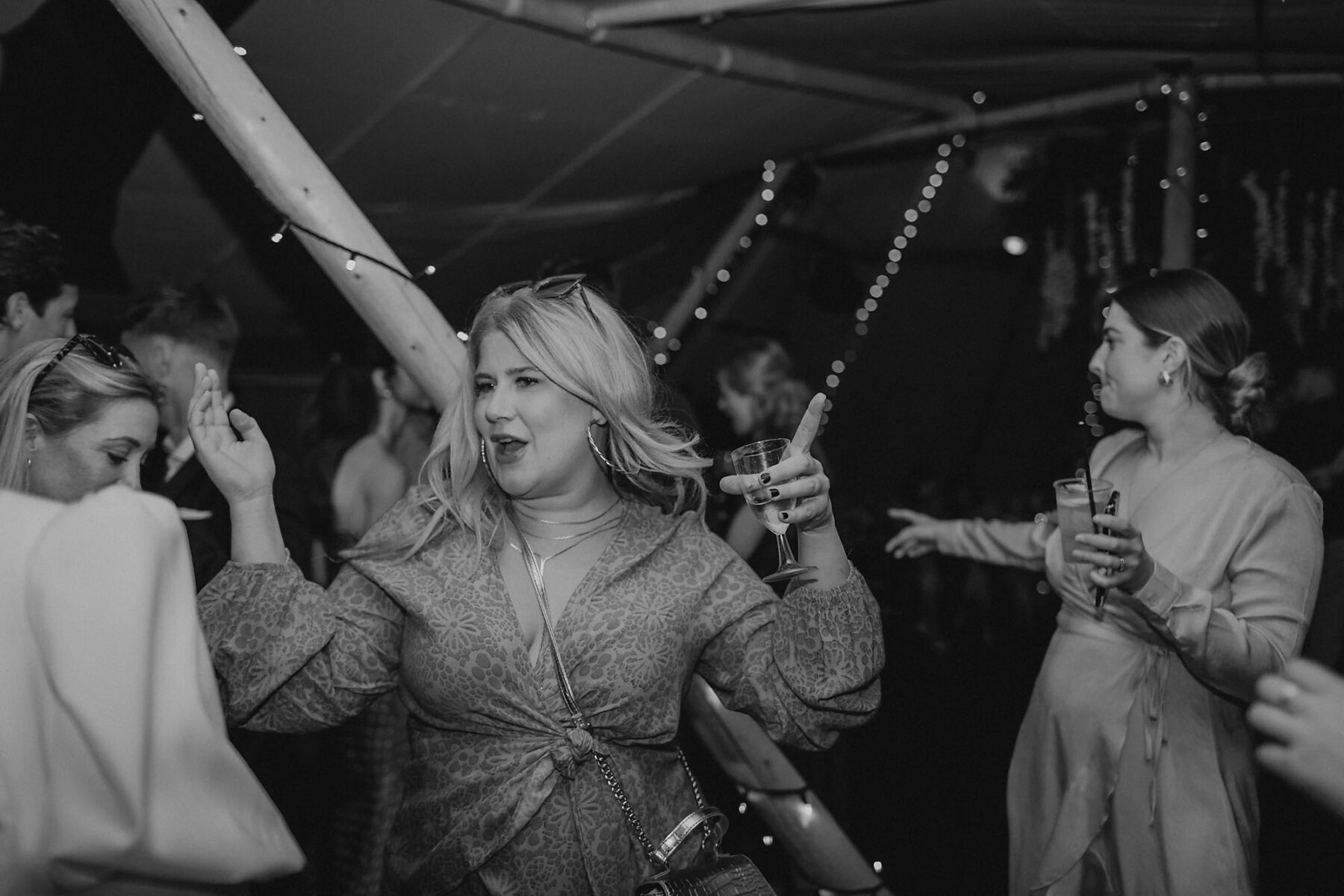 Wedding guests on the dance floor