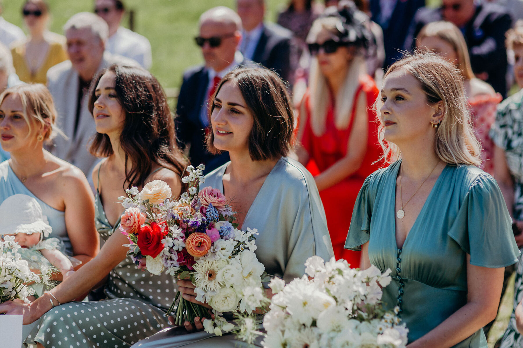 Wedding guests at Hadsham Farm wedding venue