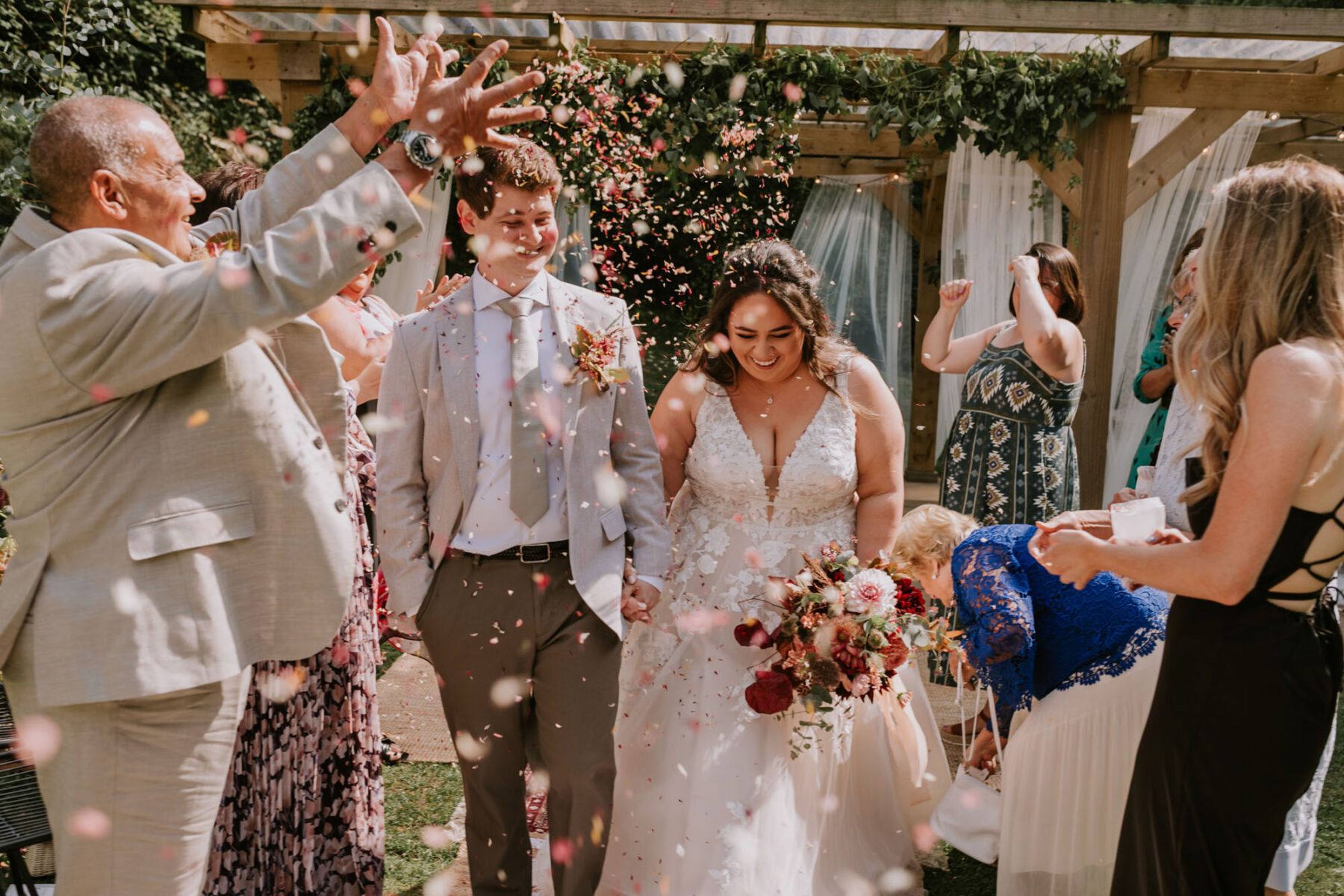 Confetti shot - Larpool Mill wedding venue, Whitby