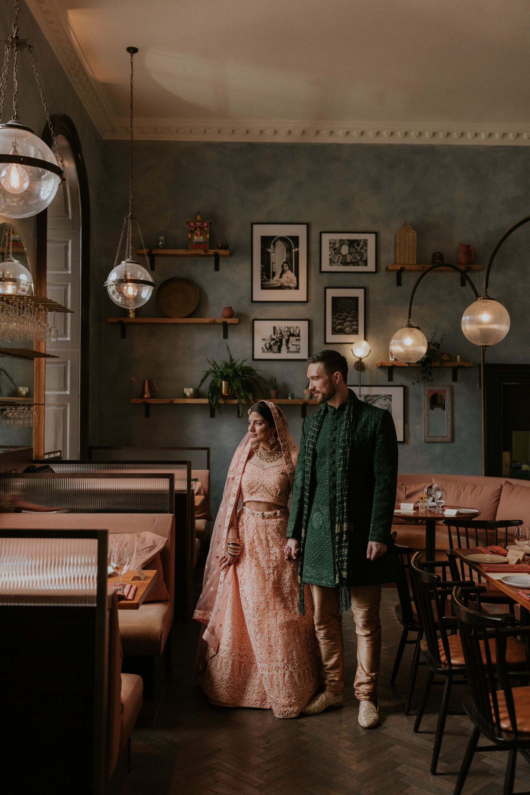 Indian Hindu wedding - bride in a pink lehenga