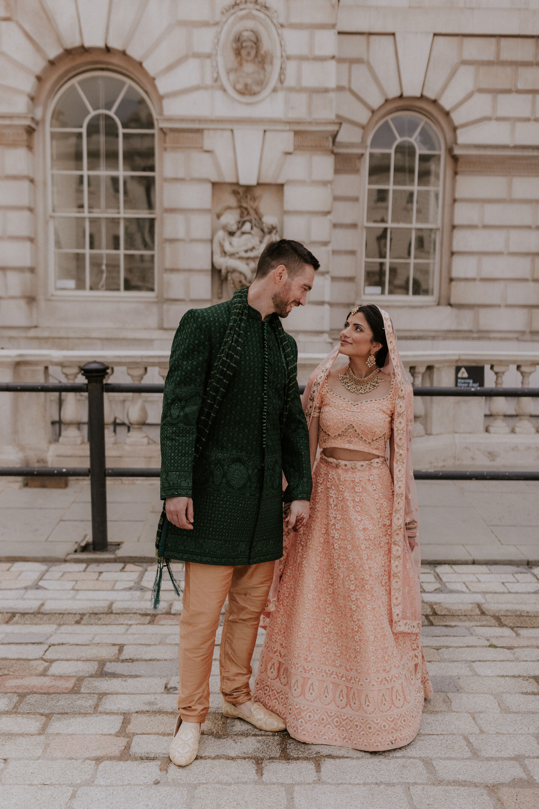 Indian bride in pink Lehenga for a Hindu wedding ceremony at RSA House