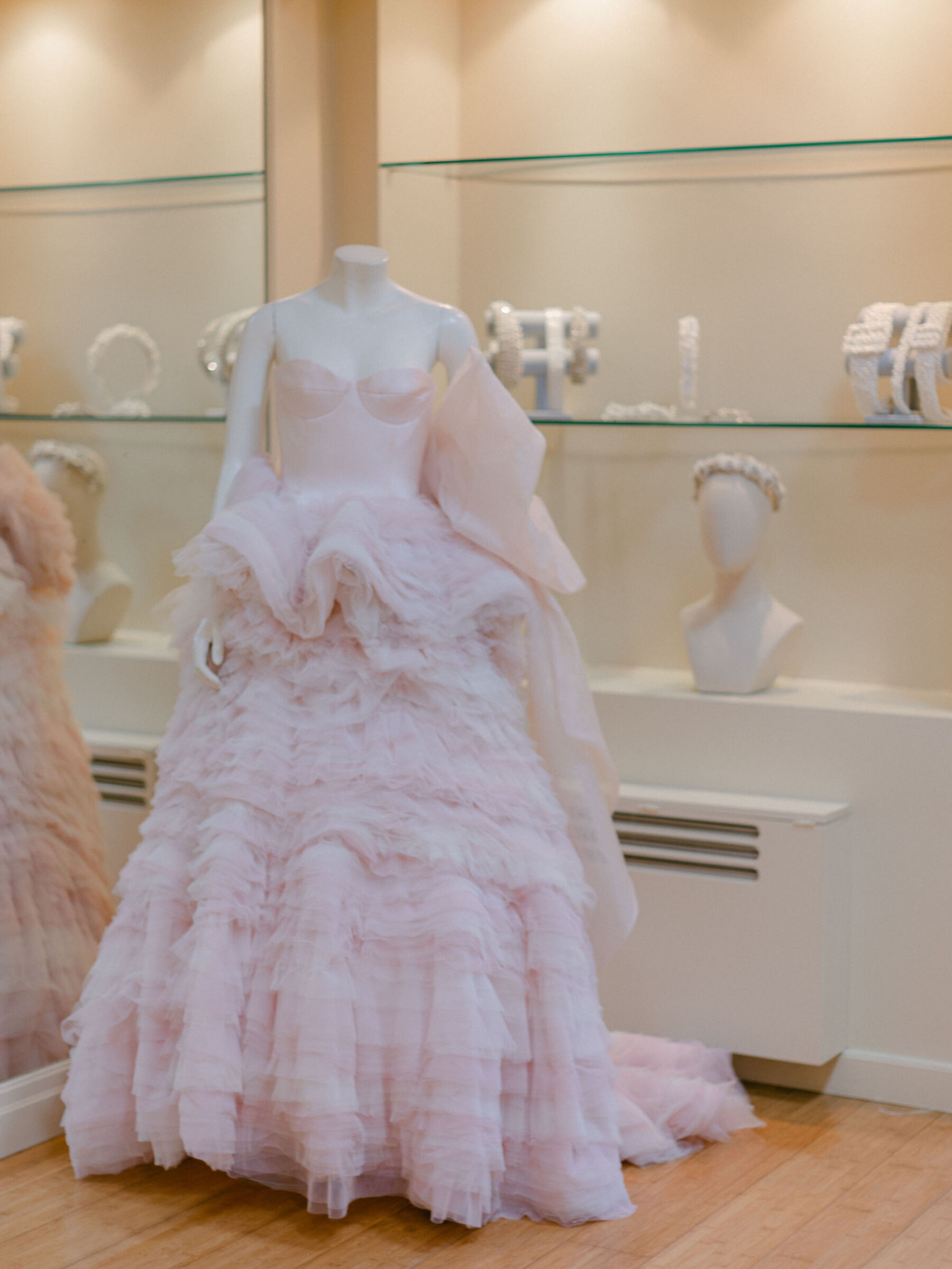 Pink tulle wedding dress.