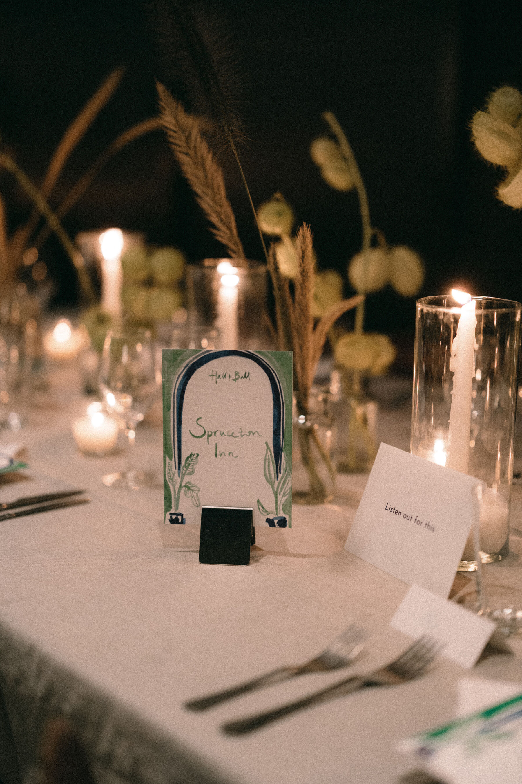 Candle lit wedding reception. Rebecca Rees Photography.