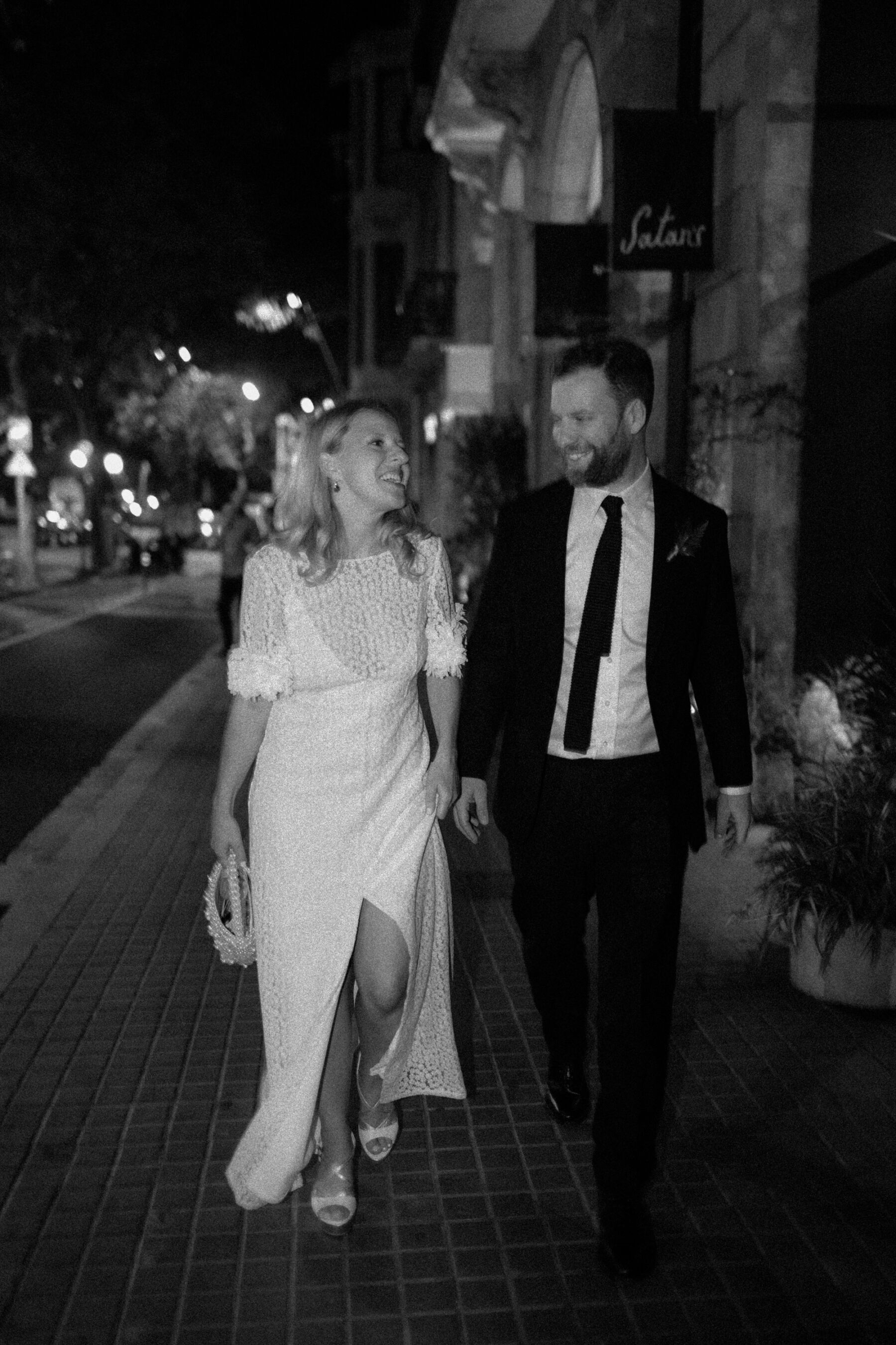 Bride wearing Immacle wedding dress - Barcelona city wedding. Rebecca Rees Photography.