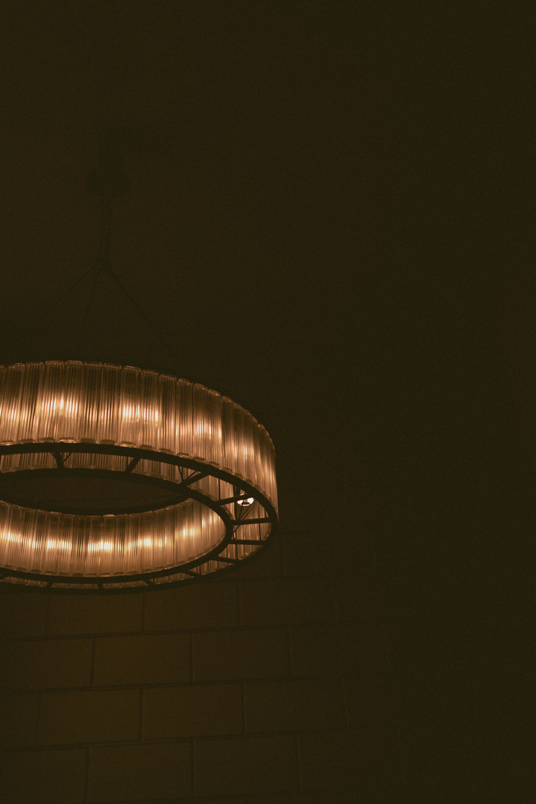 Modern glass chandelier. Rebecca Rees Photography.