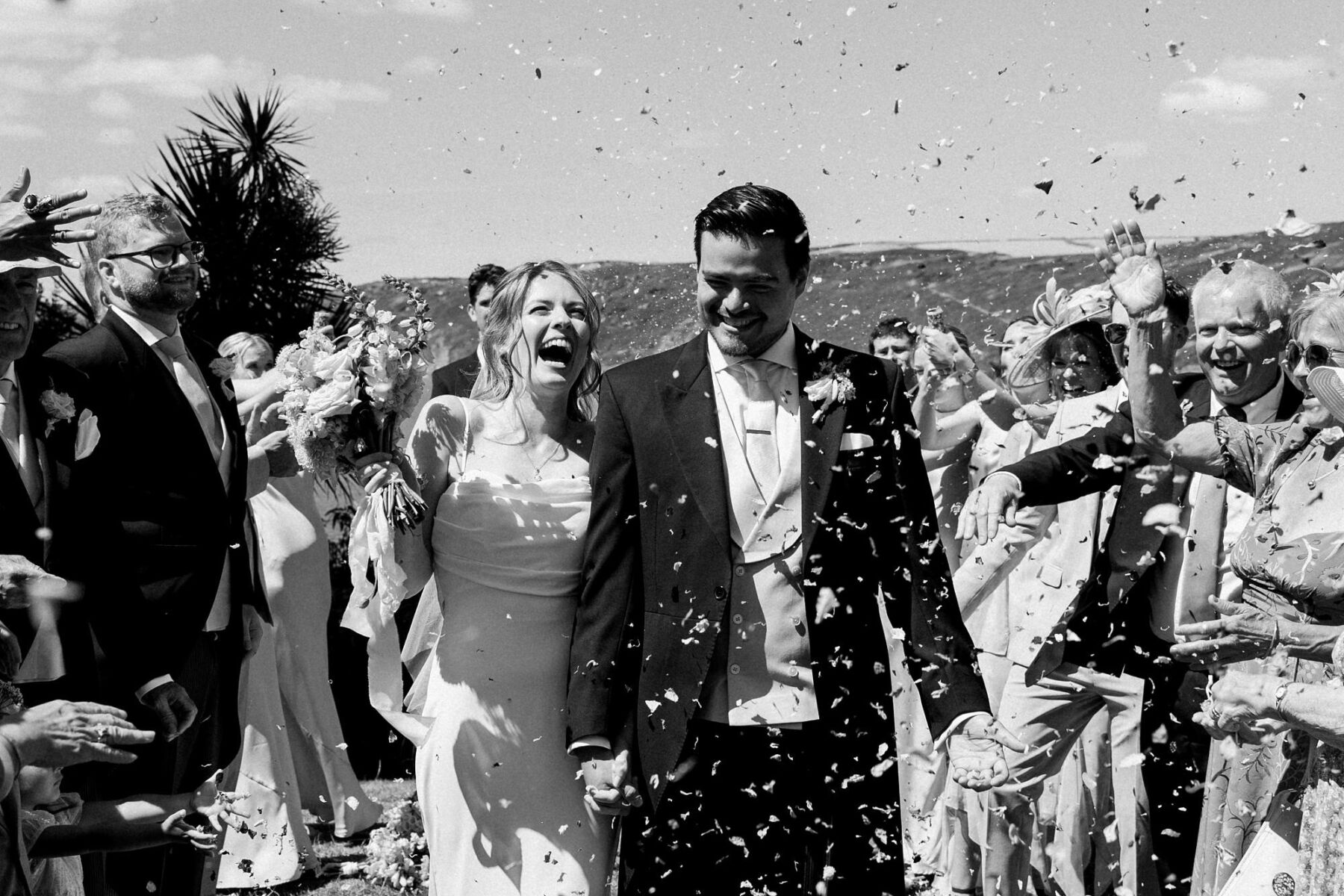 Cornwall wedding confetti shower