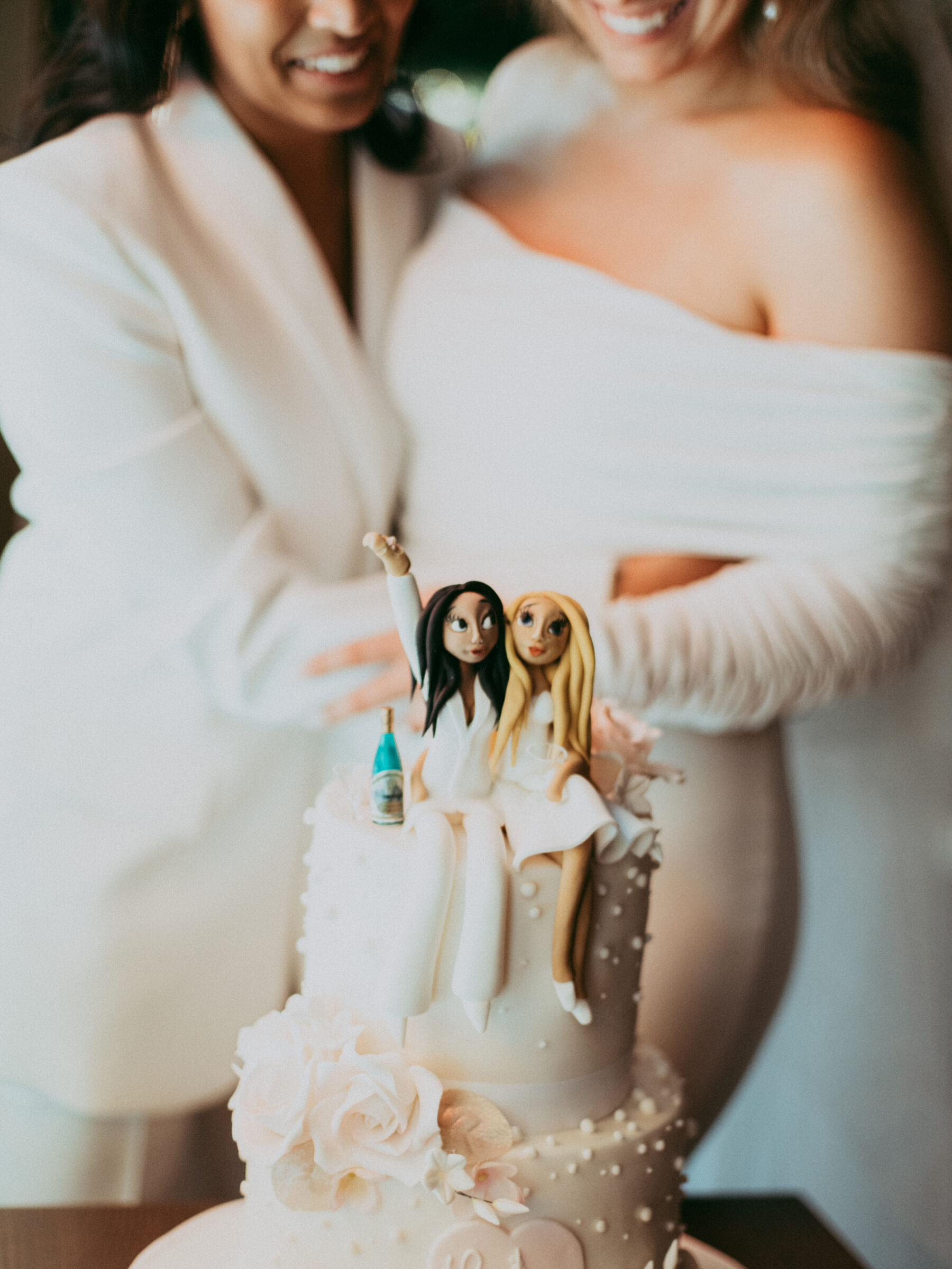 Lesbian bride cake topper.  Daniel Mice Photography.