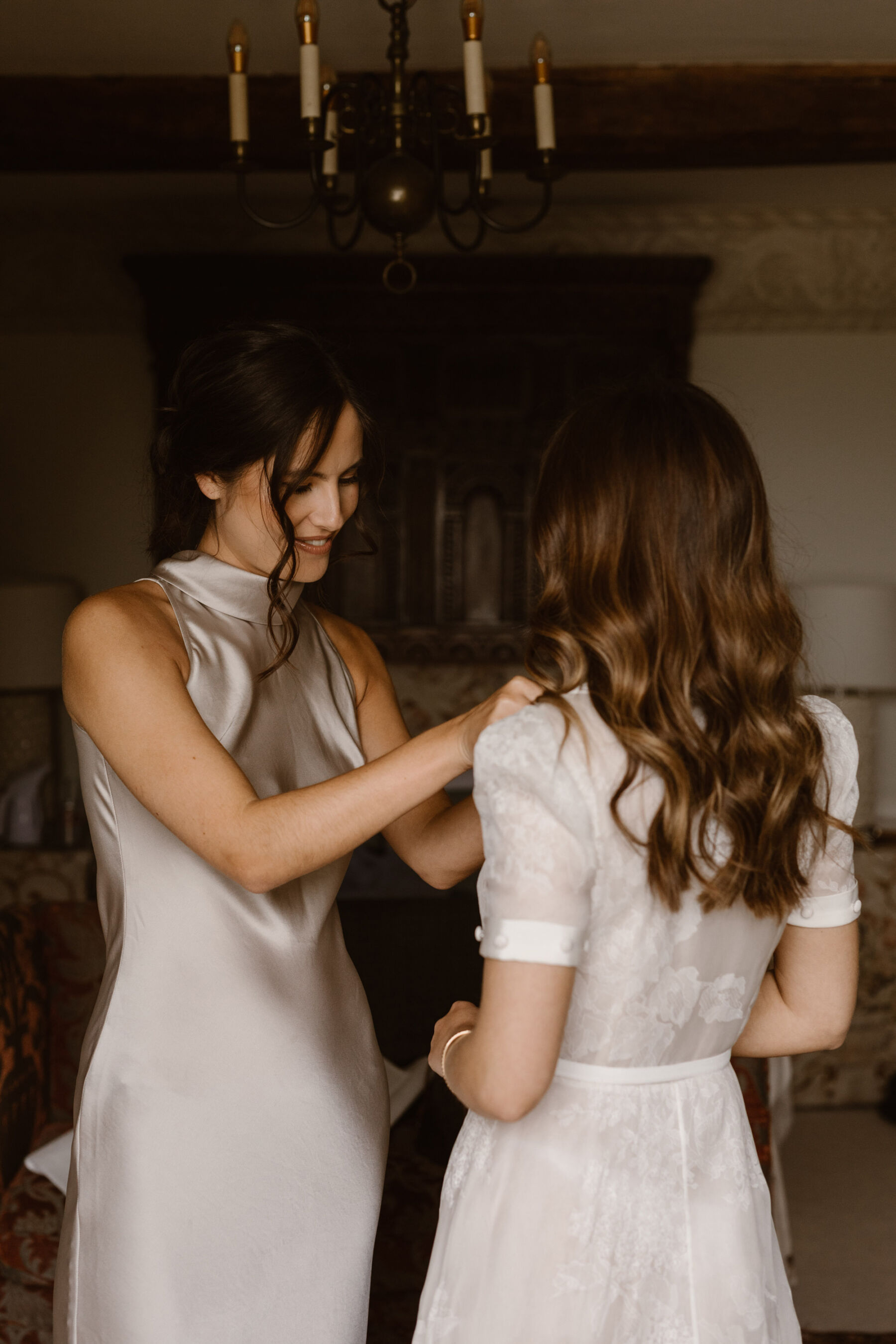 Jess in J. Andreatta for her Elegant Weekend Wedding at Dewsall Court 7 J Andreatta wedding dress from Amare. Agnes Black Photography.