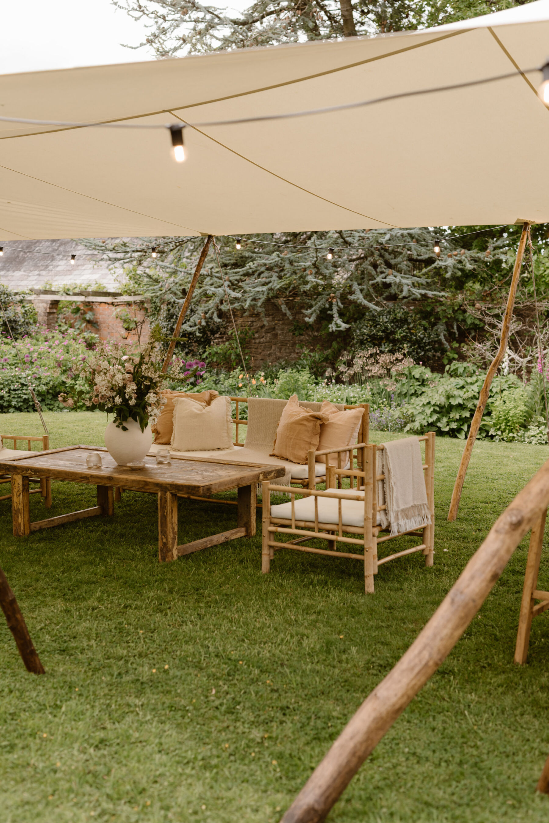 Outdoor seating for wedding guests. Agnes Black Photography.