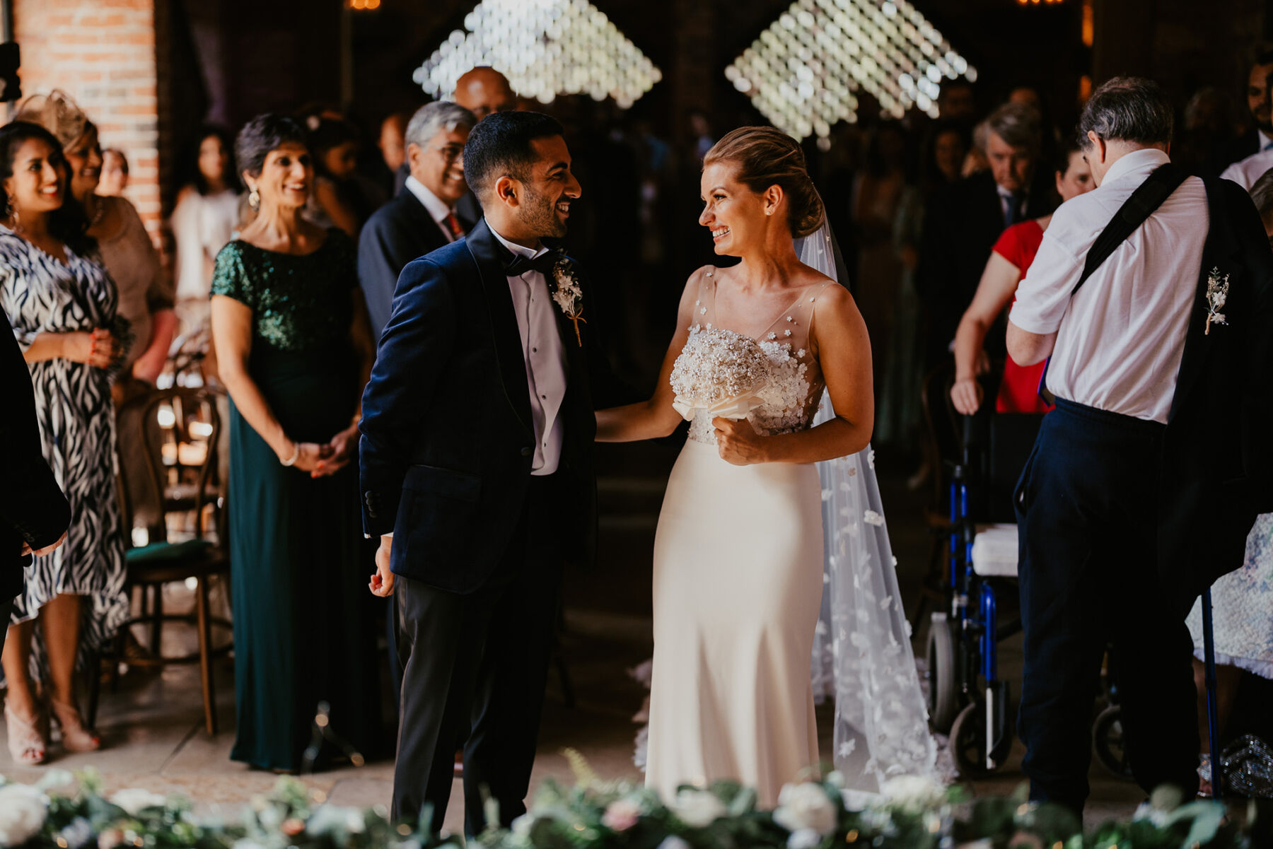 Wedding ceremony inside Shustoke Barn.
