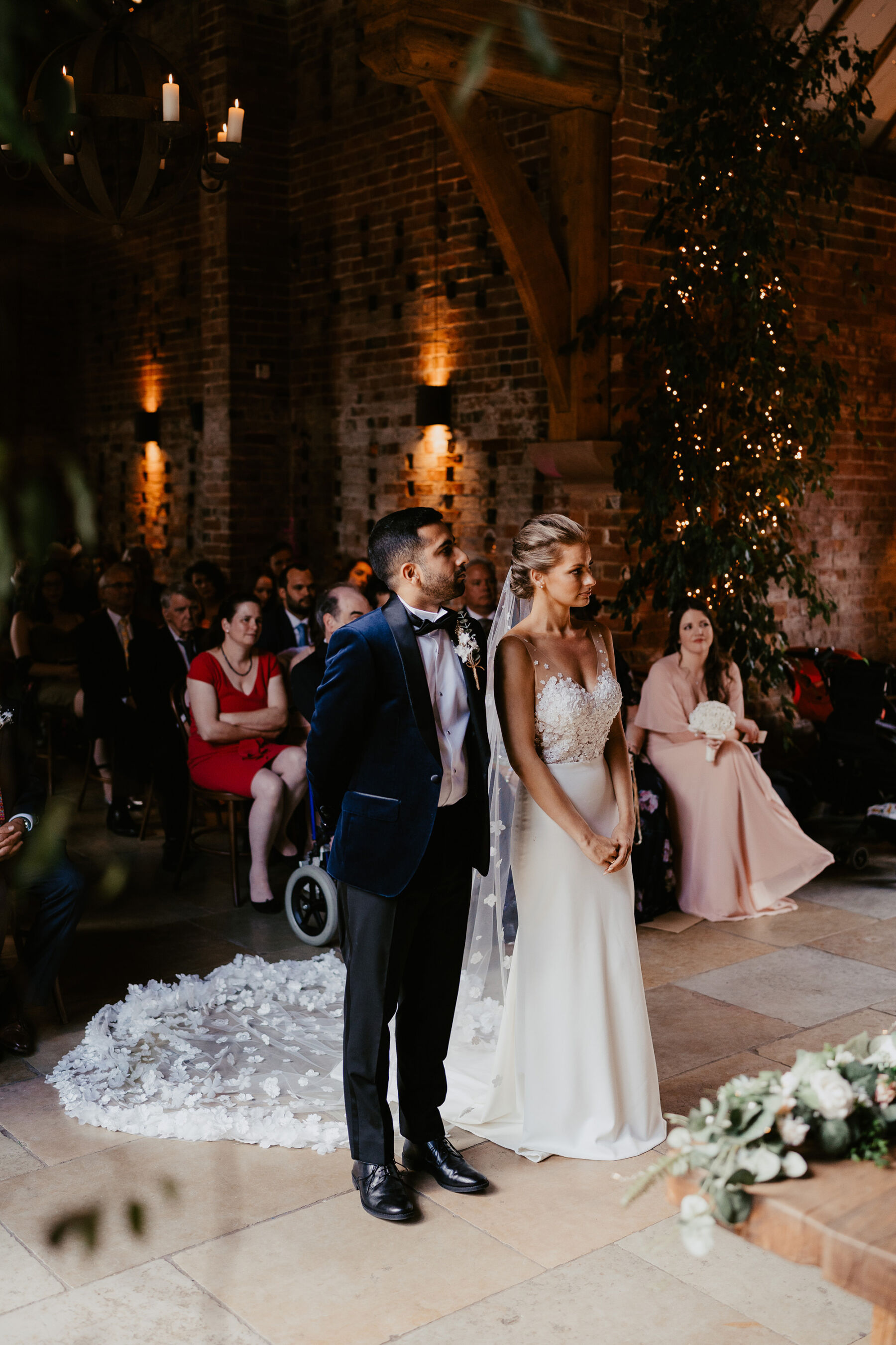 Wedding ceremony inside Shustoke Barn.