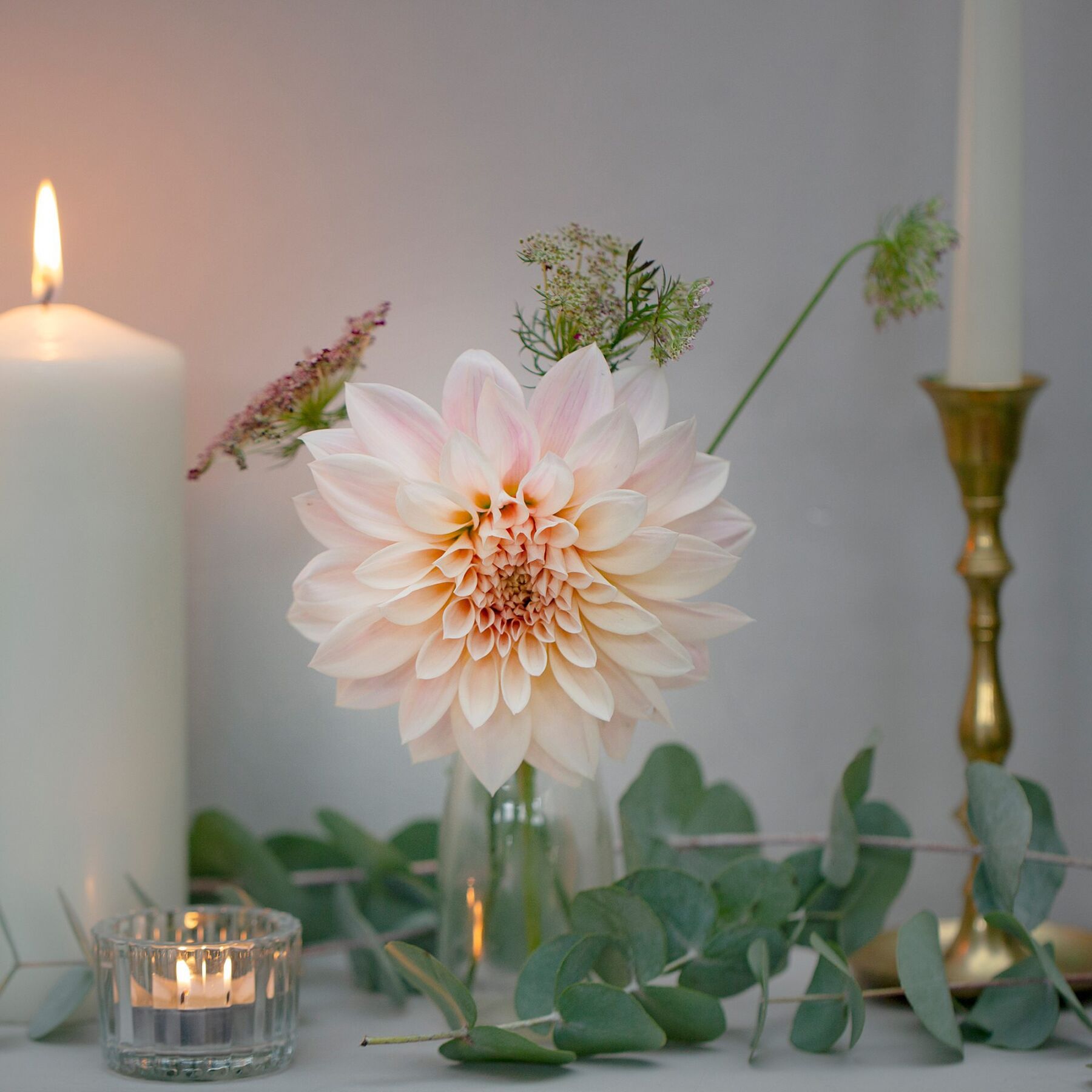 Eucalyptus Events, Cotswolds Wedding Planner.  Pale pink Dahlia.