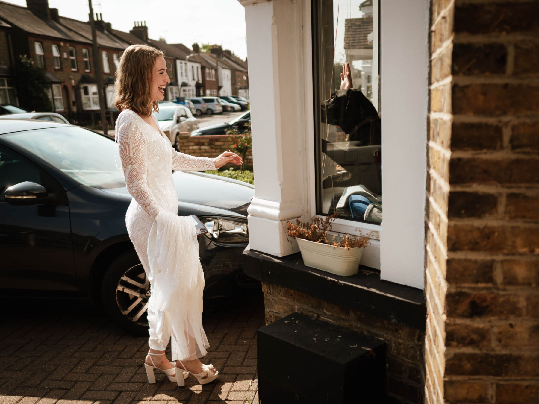 Loeffler Randall wedding shoes. Eliza Jane Howell sequin wedding dress. Robin Goodlad Photography.