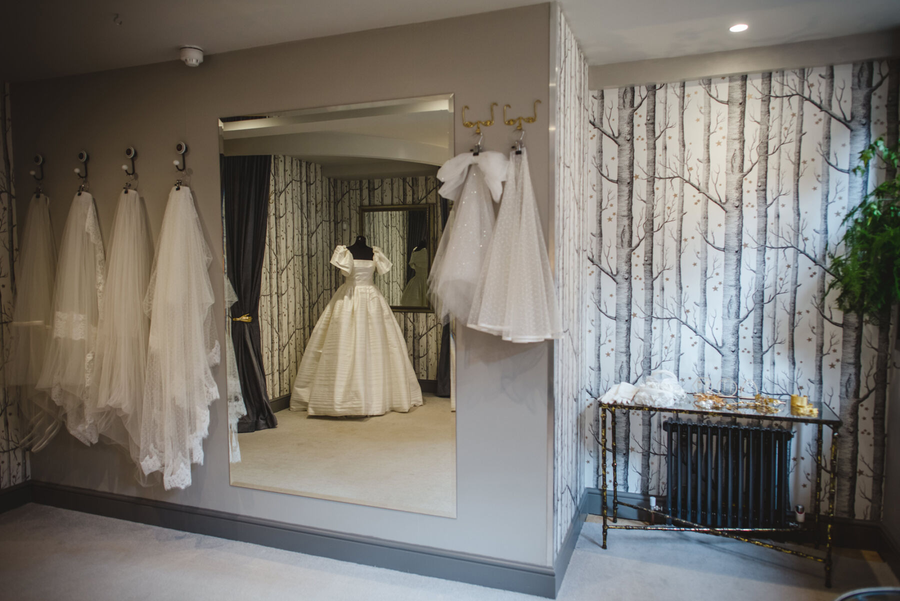 Inside Miss Bush - luxury bridal boutique, Ripley, Surrey, UK. Photography by Sophie Duckworth.