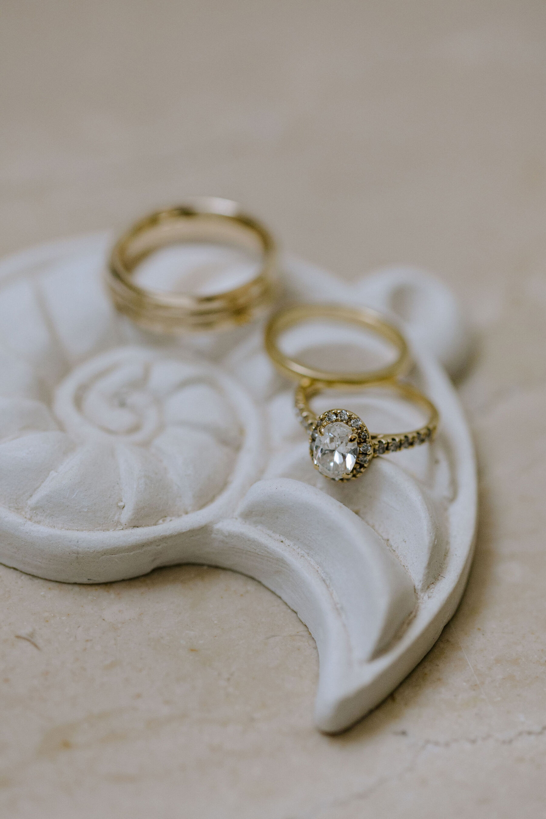 Lindsay in Margaux Tardits for her Chic and Elegant Destination Wedding in Puglia 4 Elegant diamond engagement ring.