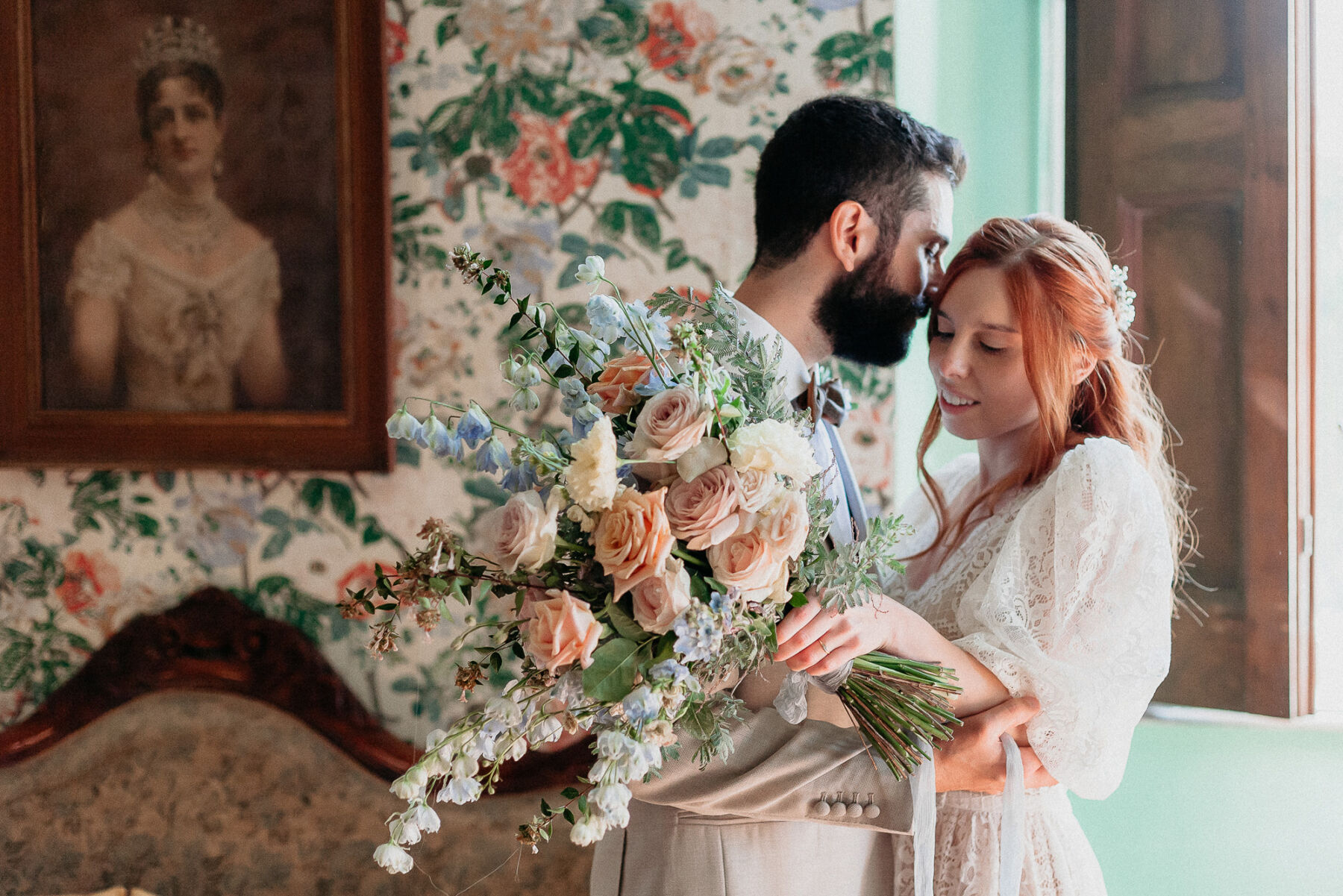 Large pastel romantic wedding bouquet