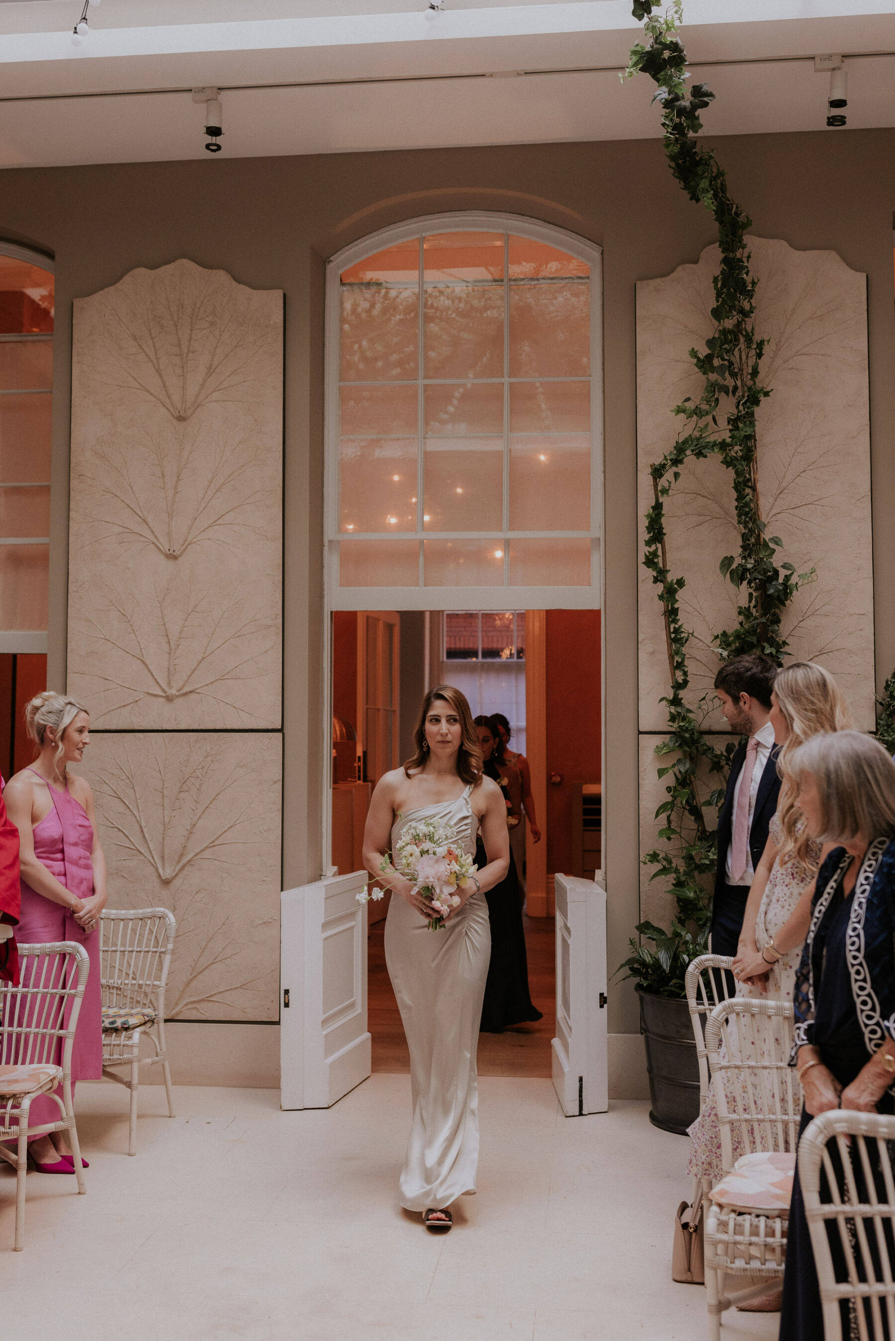 Ella in Pronovias for her Elegant Wedding at Spring Restaurant, London 13 Bridesmaids arriving at the ceremony at Spring Restaurant wedding venue. Maja Tsolo Photography.