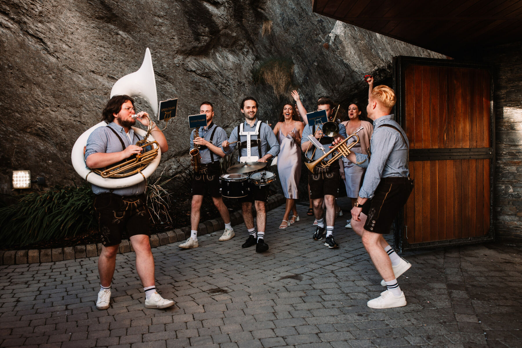 A Devon Wedding with a Sea View for Georgie in Grace Loves Lace 41 Wedding brass band