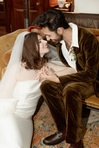 A Jessica Bennet Gown & Christopher Kane Feather Veil for a Stylish Modern Wedding at The Ned