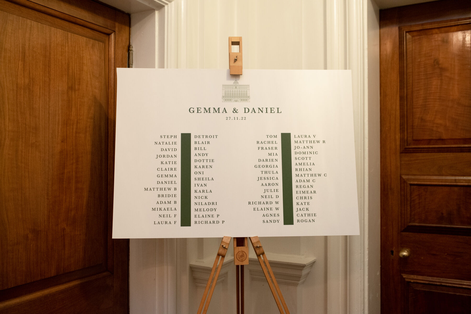 The Ned Hotel wedding reception table plan