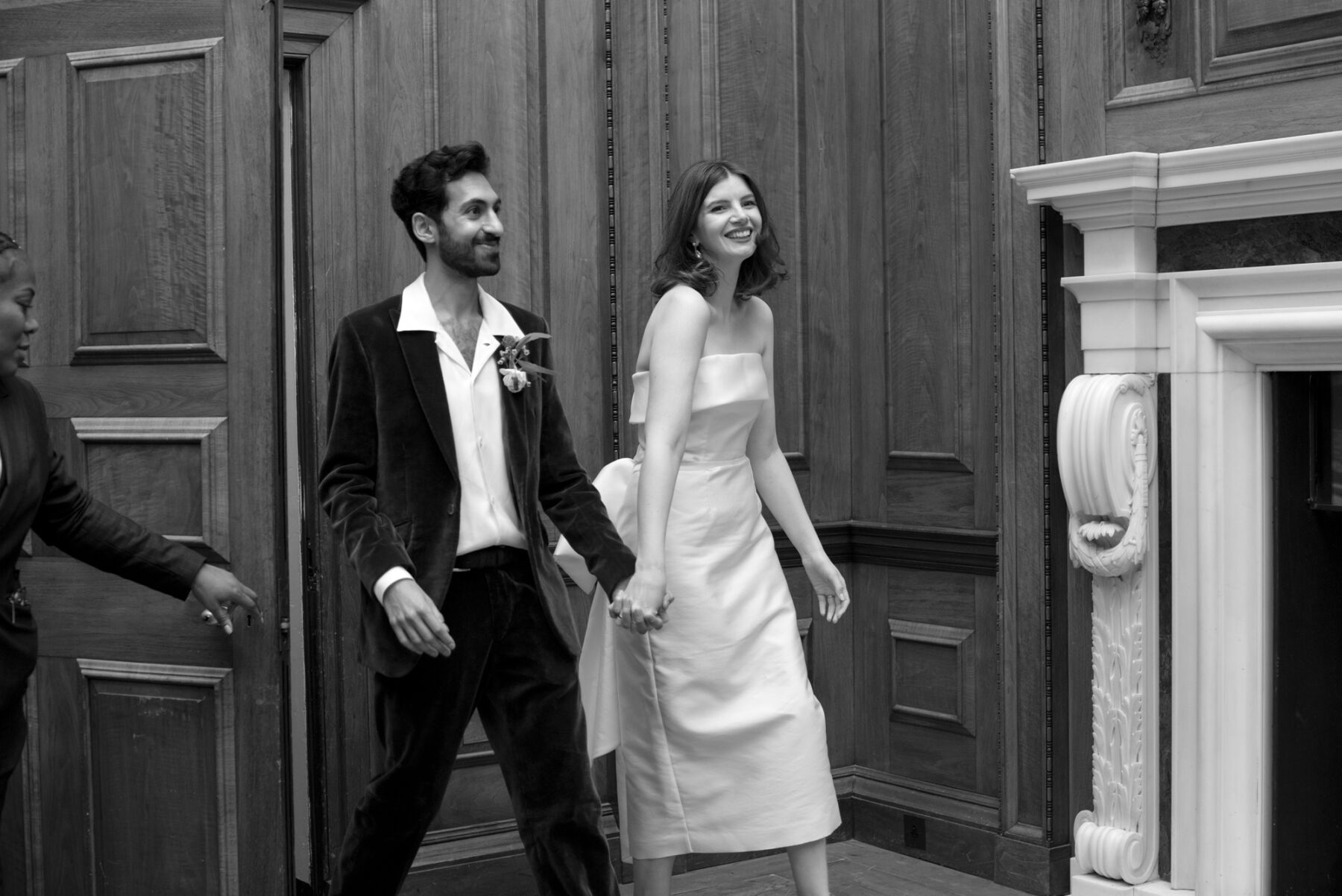A Jessica Bennet Gown & Christopher Kane Feather Veil for a Stylish Modern Wedding at The Ned 31 Bride wearing Jessica Bennett