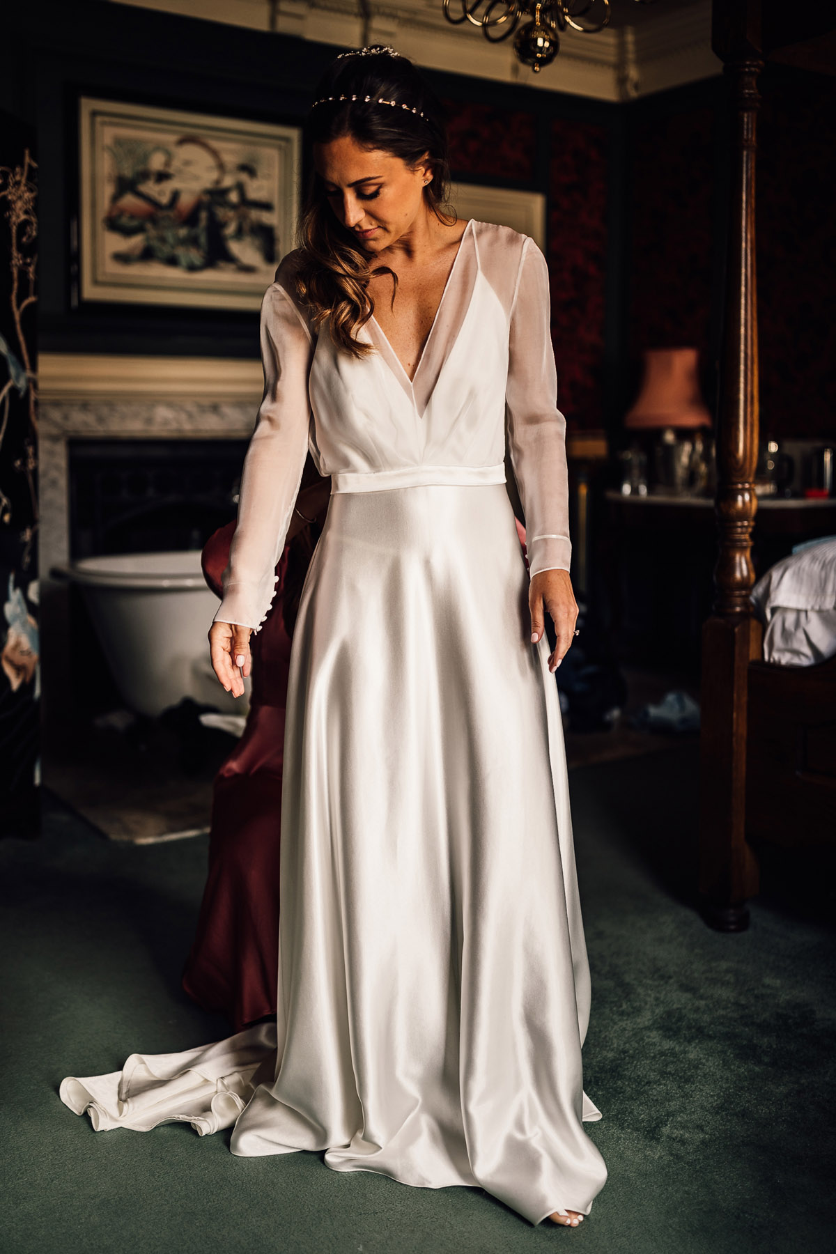 Andrea Hawkes Bridal wedding dress and veil