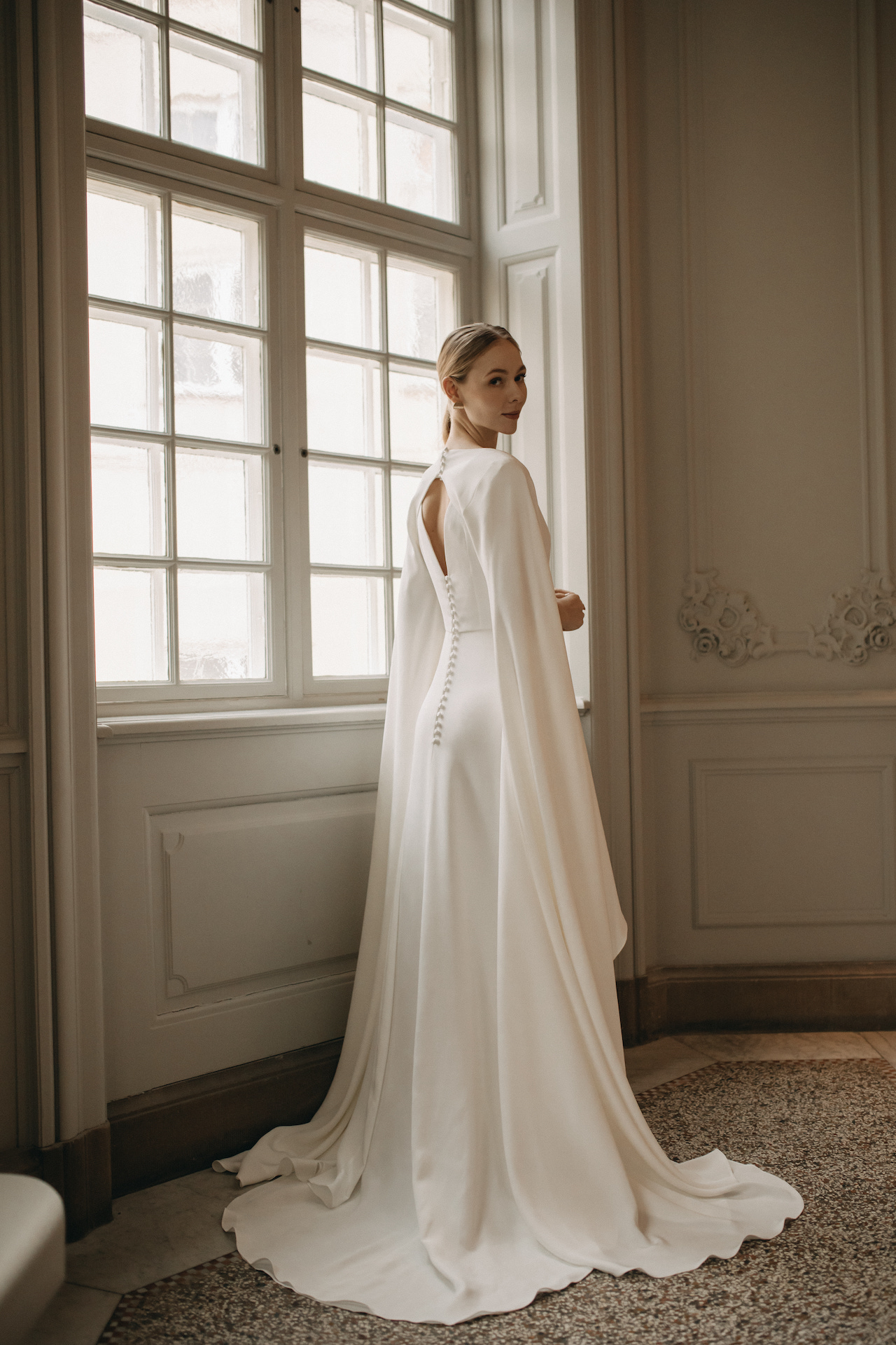 Andrea Hawkes ethical silk wedding dress. Wedding dress lead times.