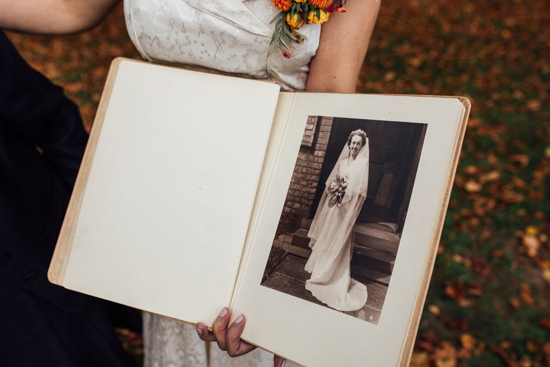 Lucy, in her Gran's 1950's Wedding Dress for her Autumn Wedding at Barton Hall 11 Barton Hall Wedding 1950s Wedding Dress 72