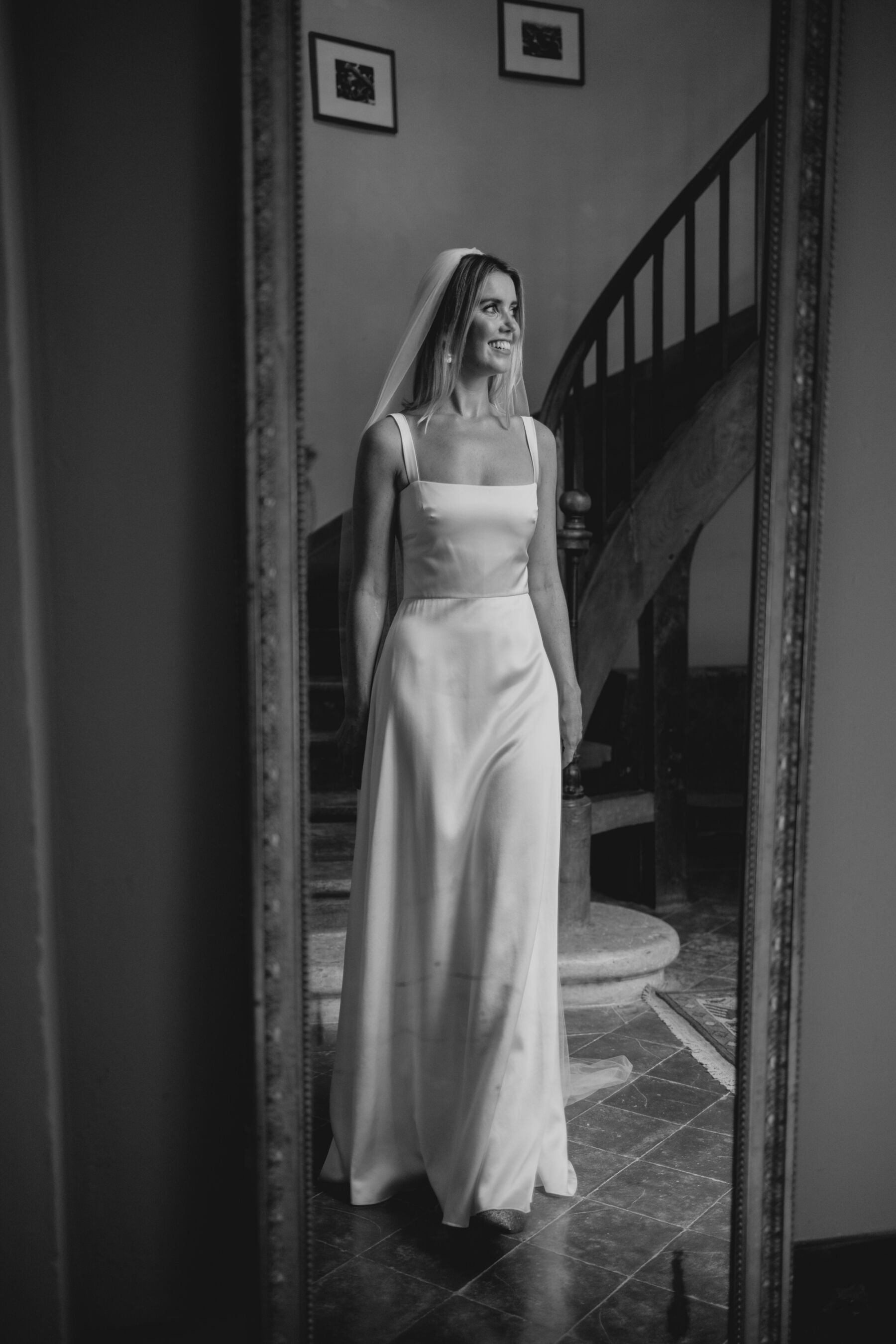 Modern minimalist wedding dress by Andrea Hawkes Bridal.