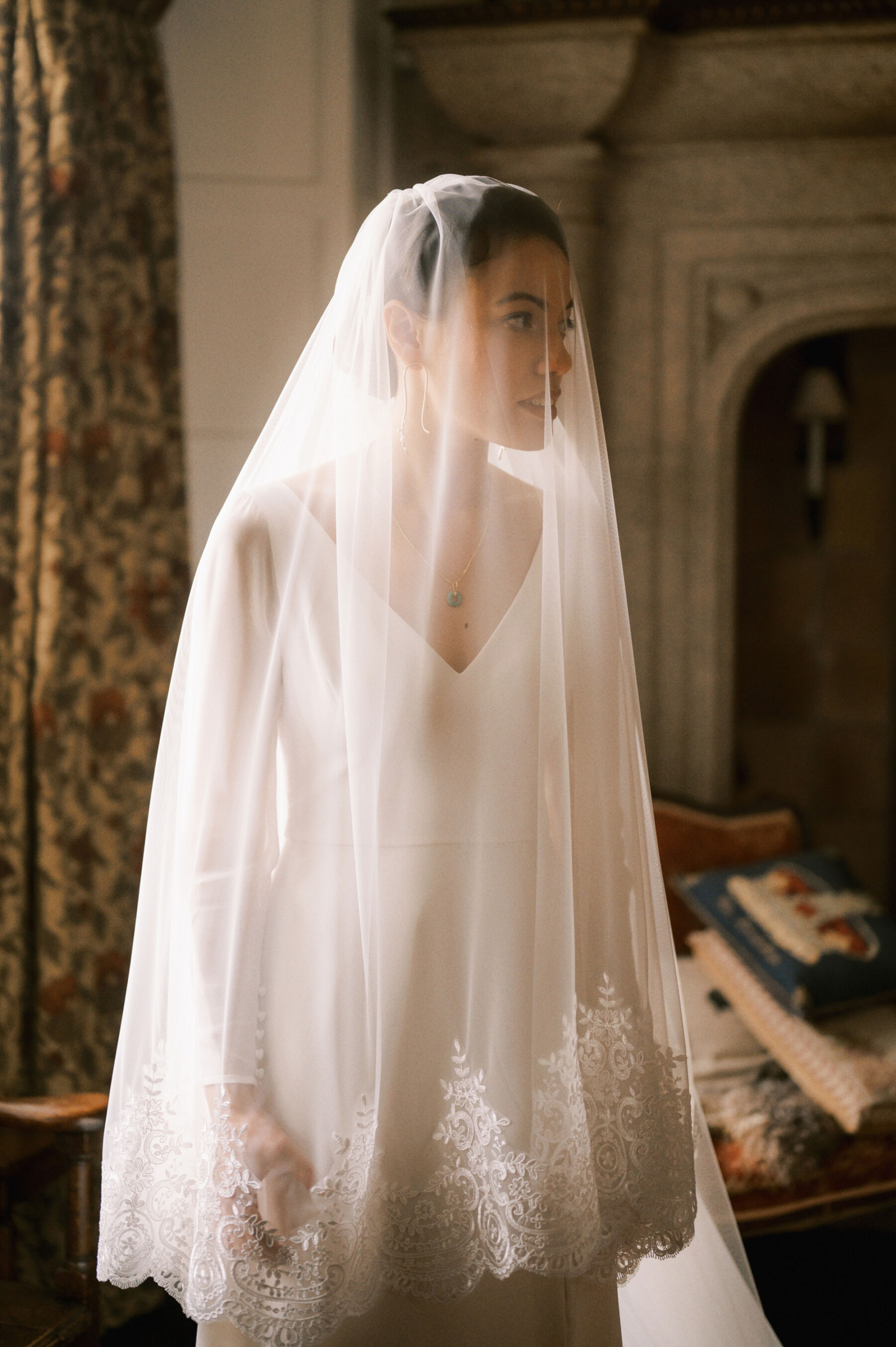 Andrea Hawkes Bridal wedding dress and veil