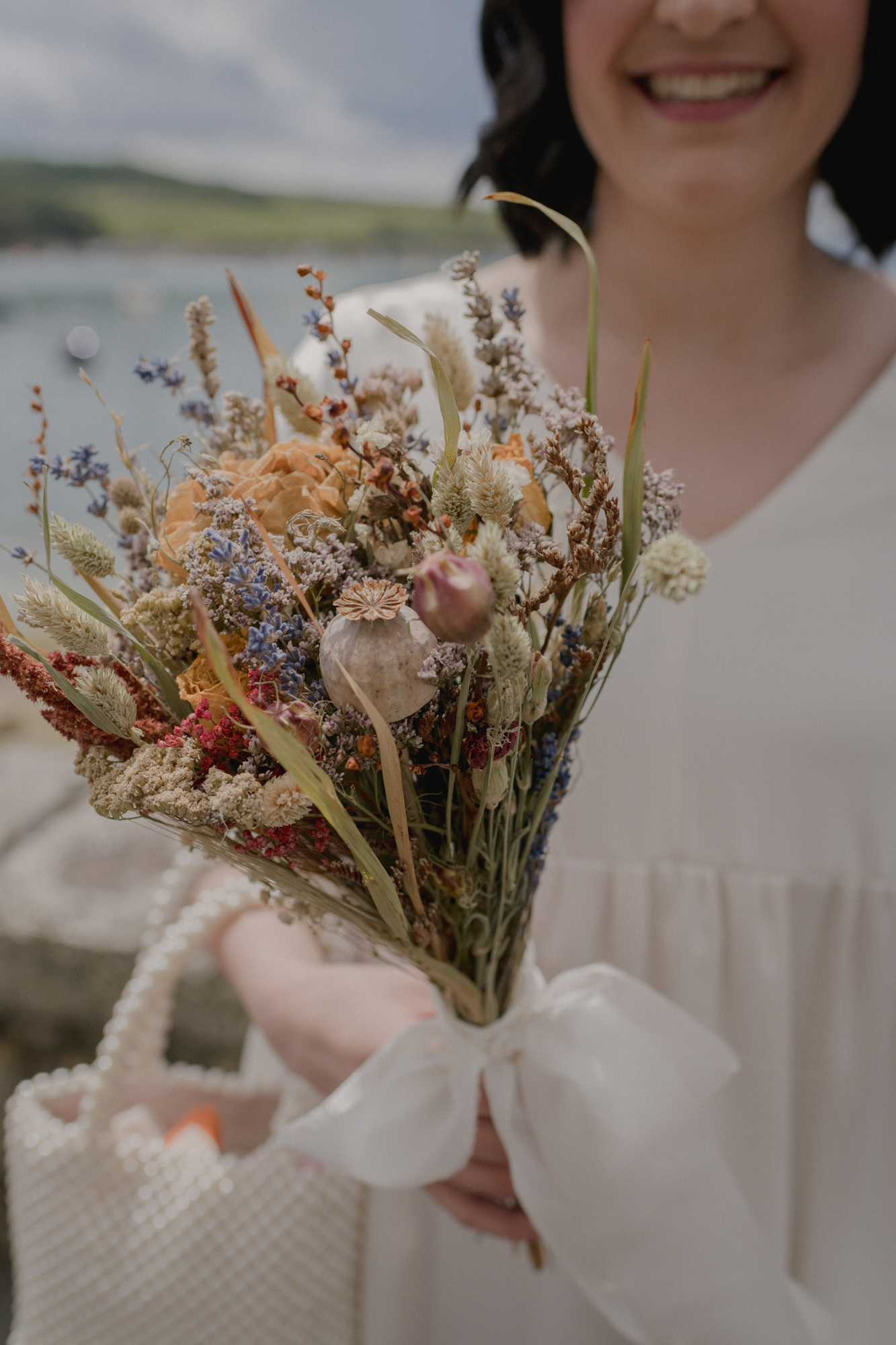 Dried flowers wedding bouquet.