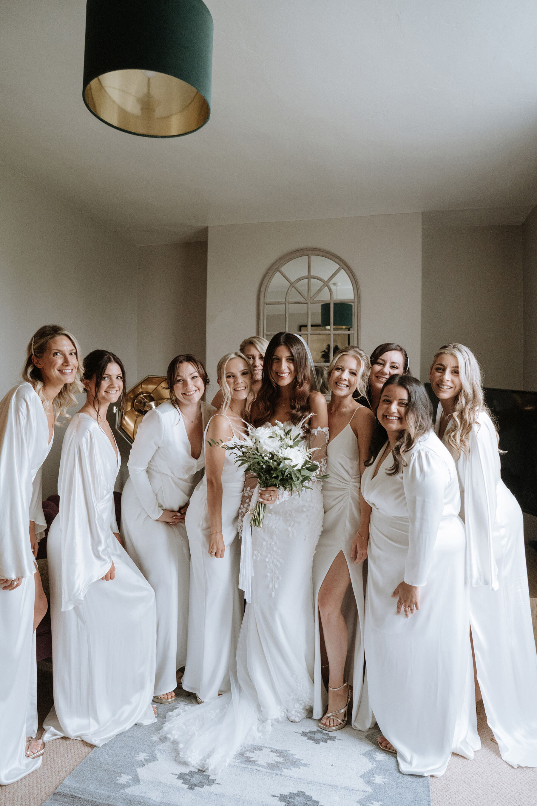 Bridesmaids in white