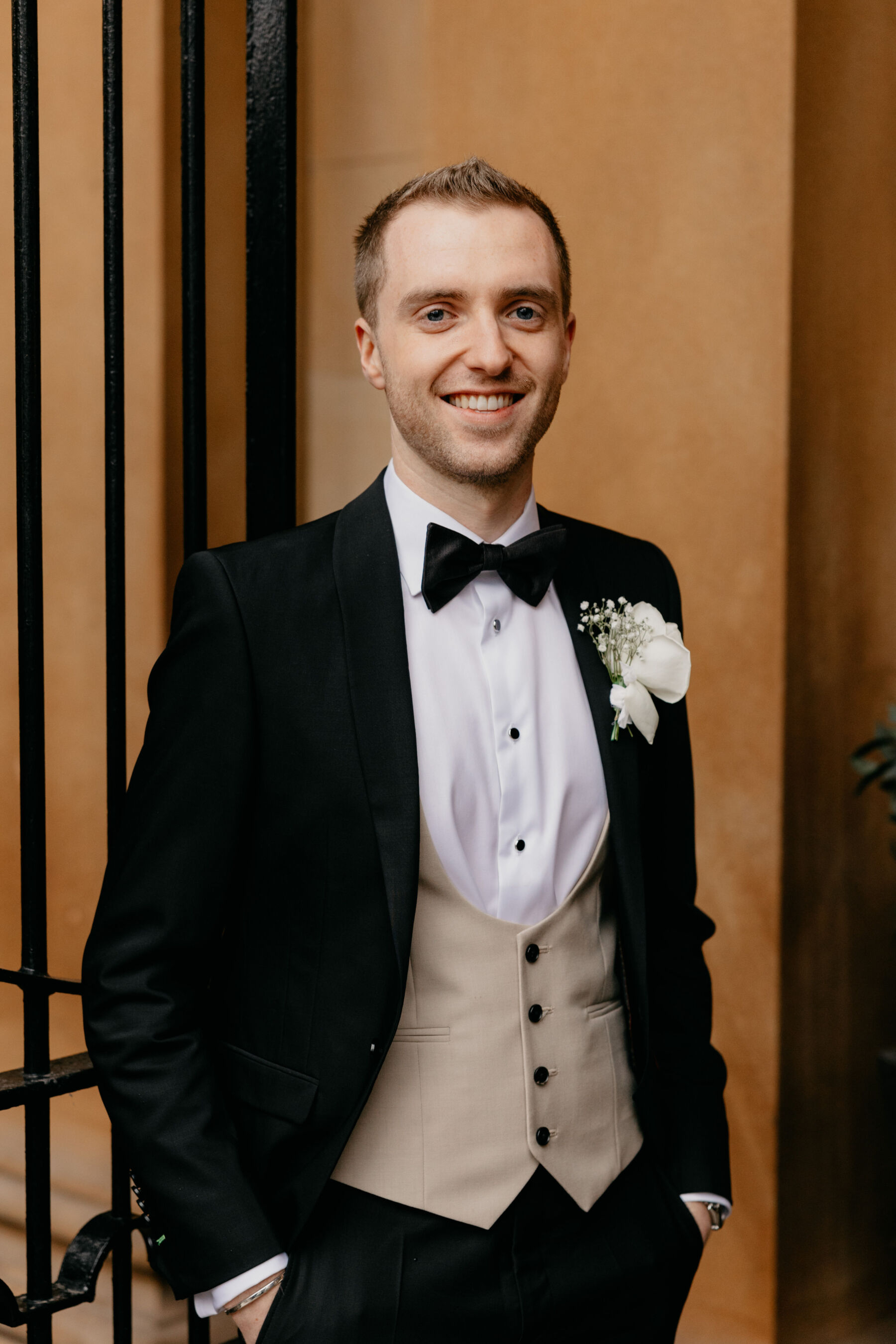 Groom in black tie