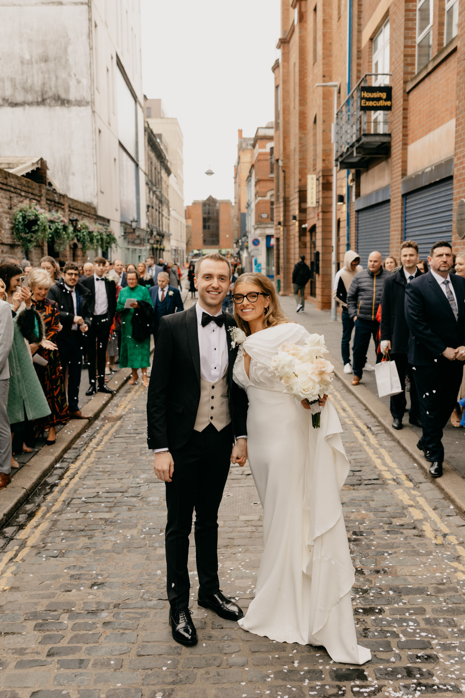 Pronovias wedding dress with ruffled sleeves