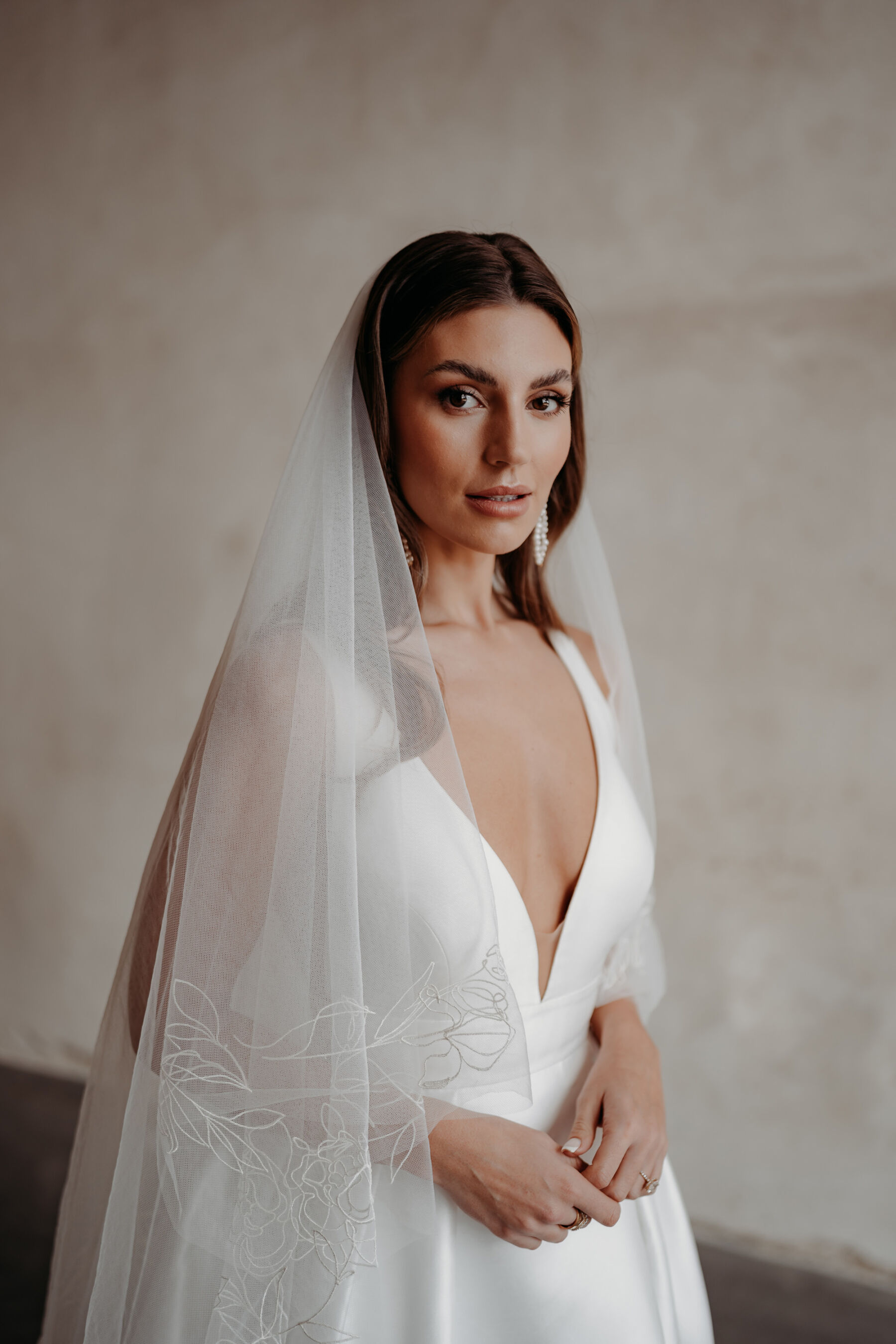 Embroidered wedding veil by Rebecca Anne Designs