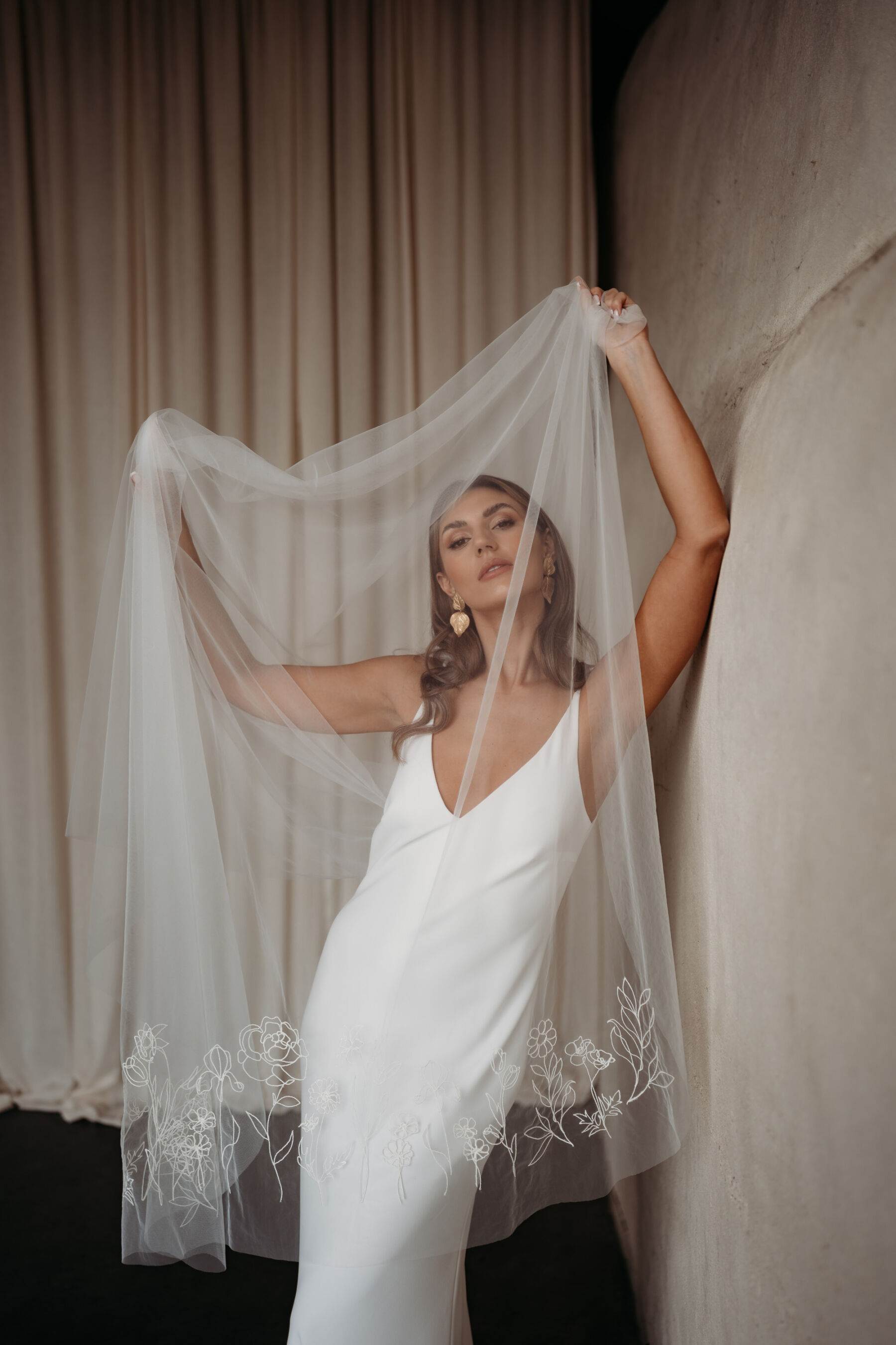 Embroidered wedding veil by Rebecca Anne Designs