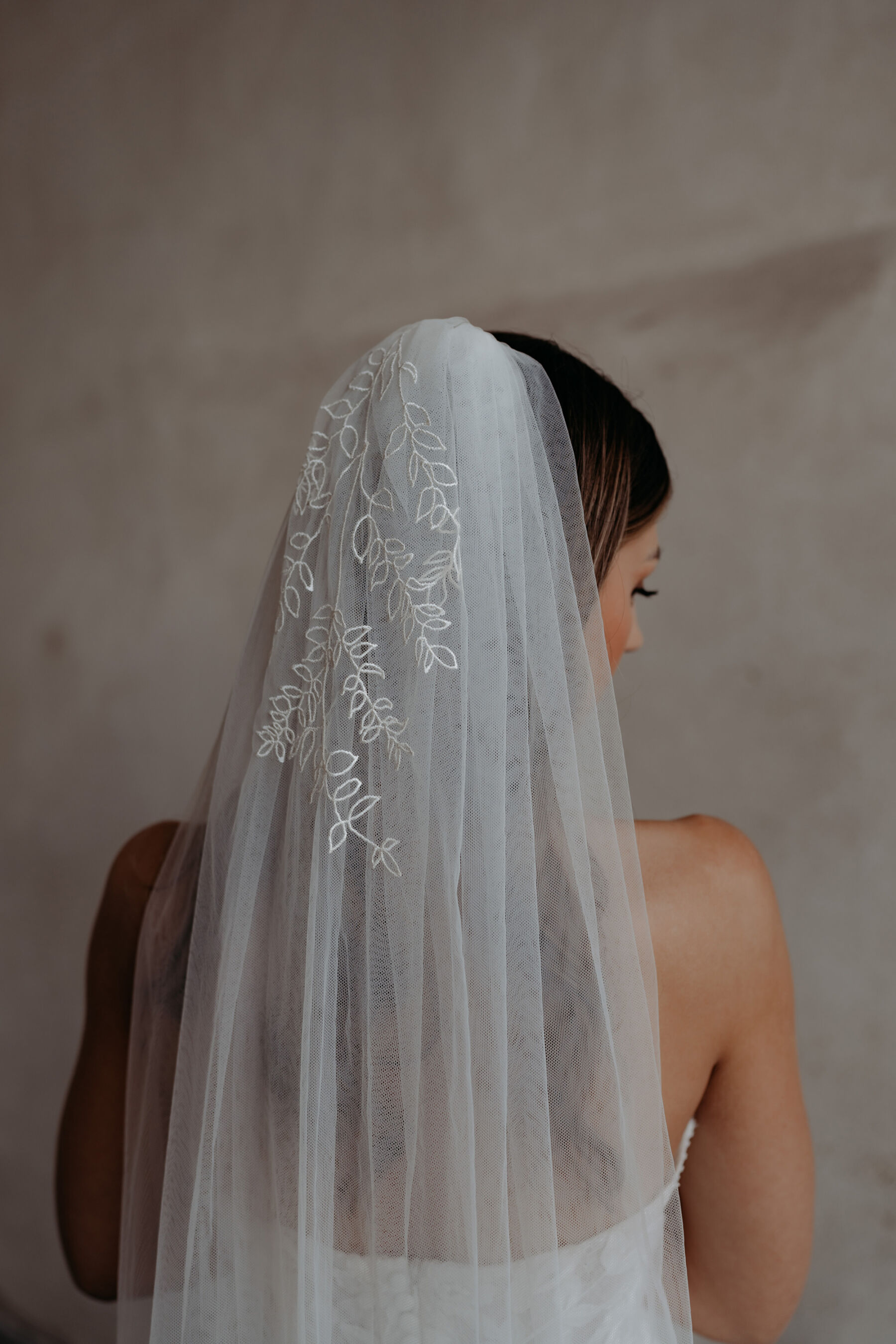 Embroidered wedding veil by Rebecca Anne Designs
