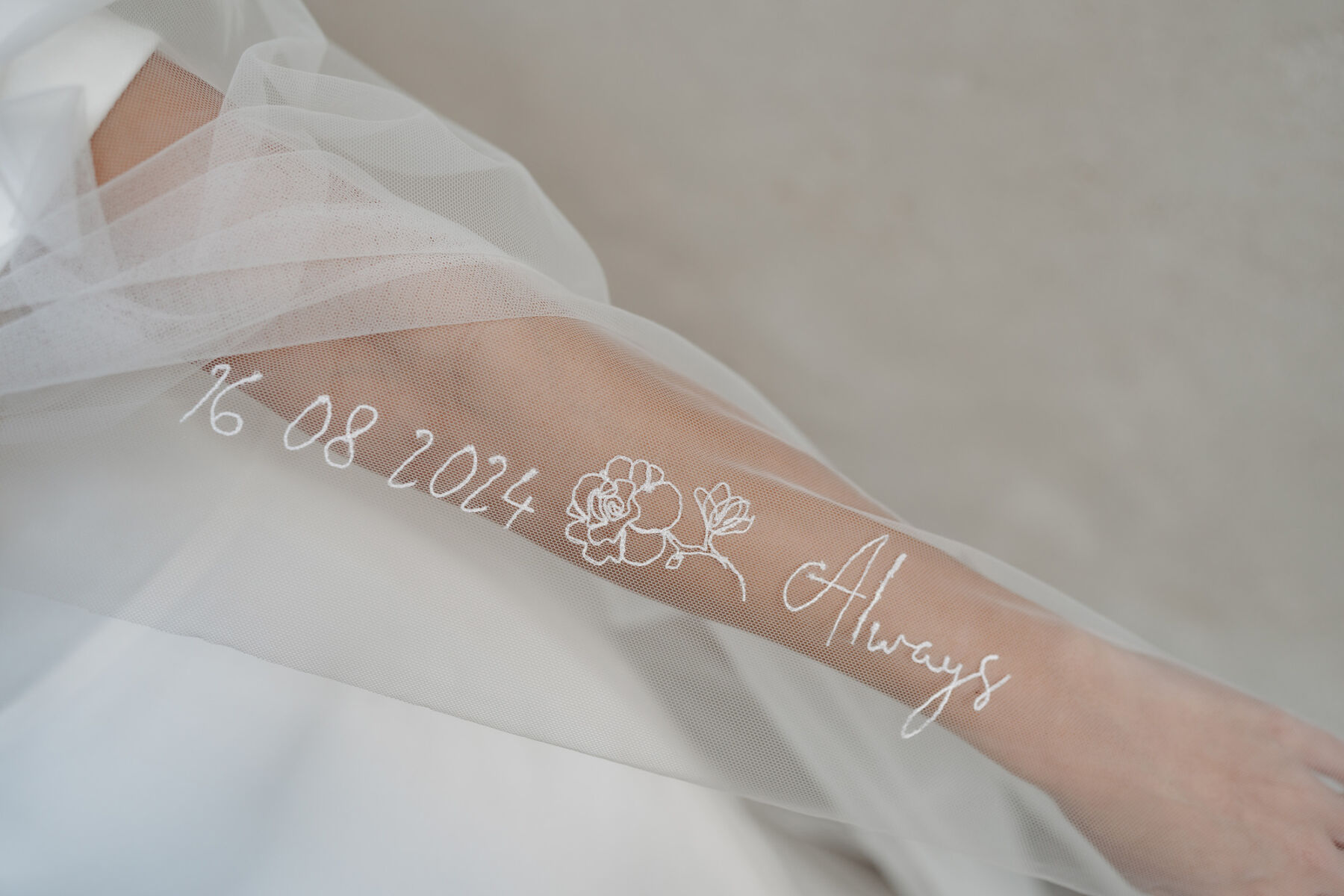 Embroidered wedding veil by Rebecca Anne Designs