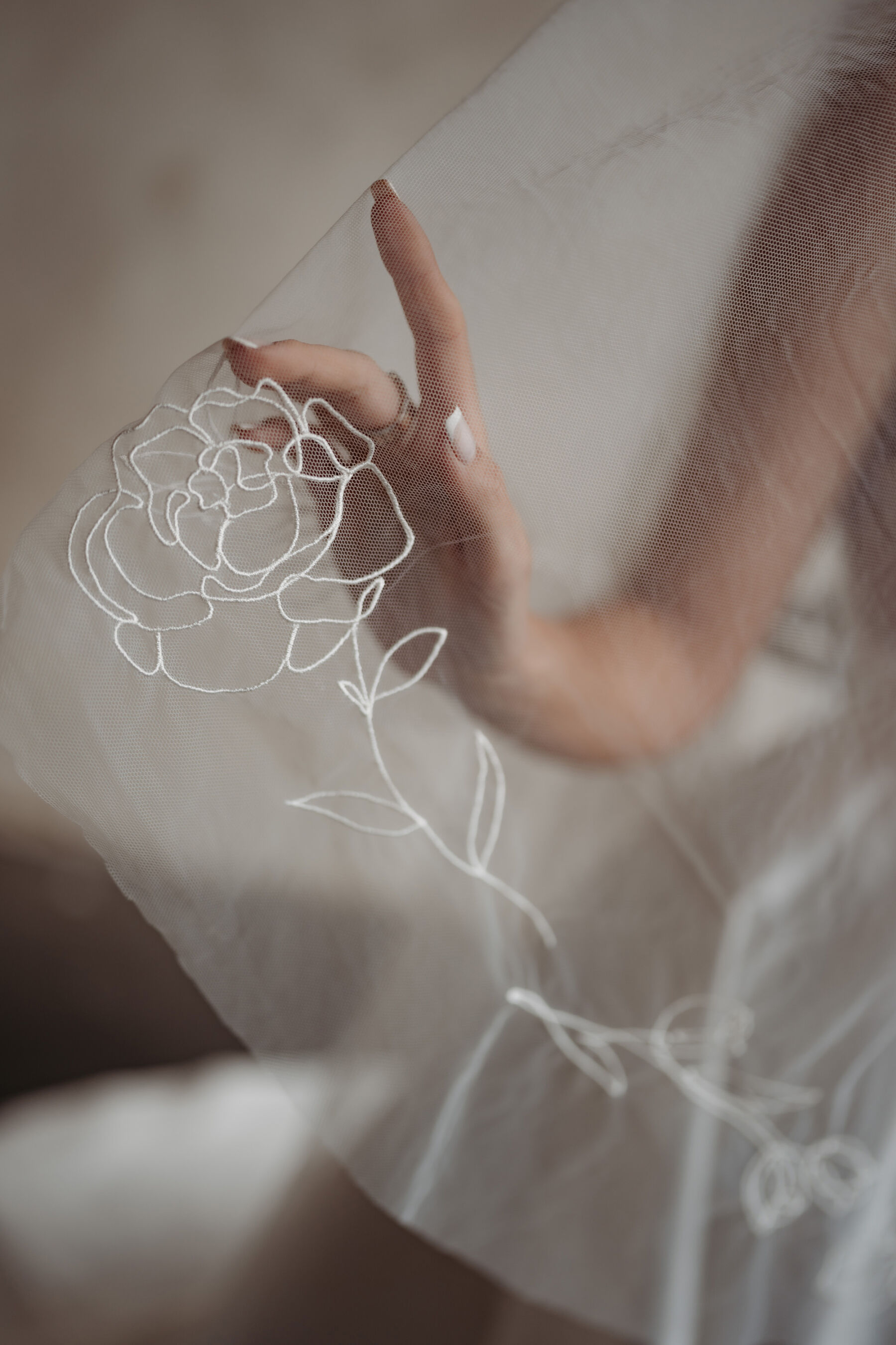 Embroidered wedding veil by Rebecca Anne Designs