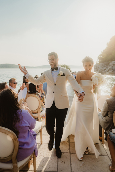 Sarah in Eva Lendel  for her Classy & Contemporary Wedding in Croatia