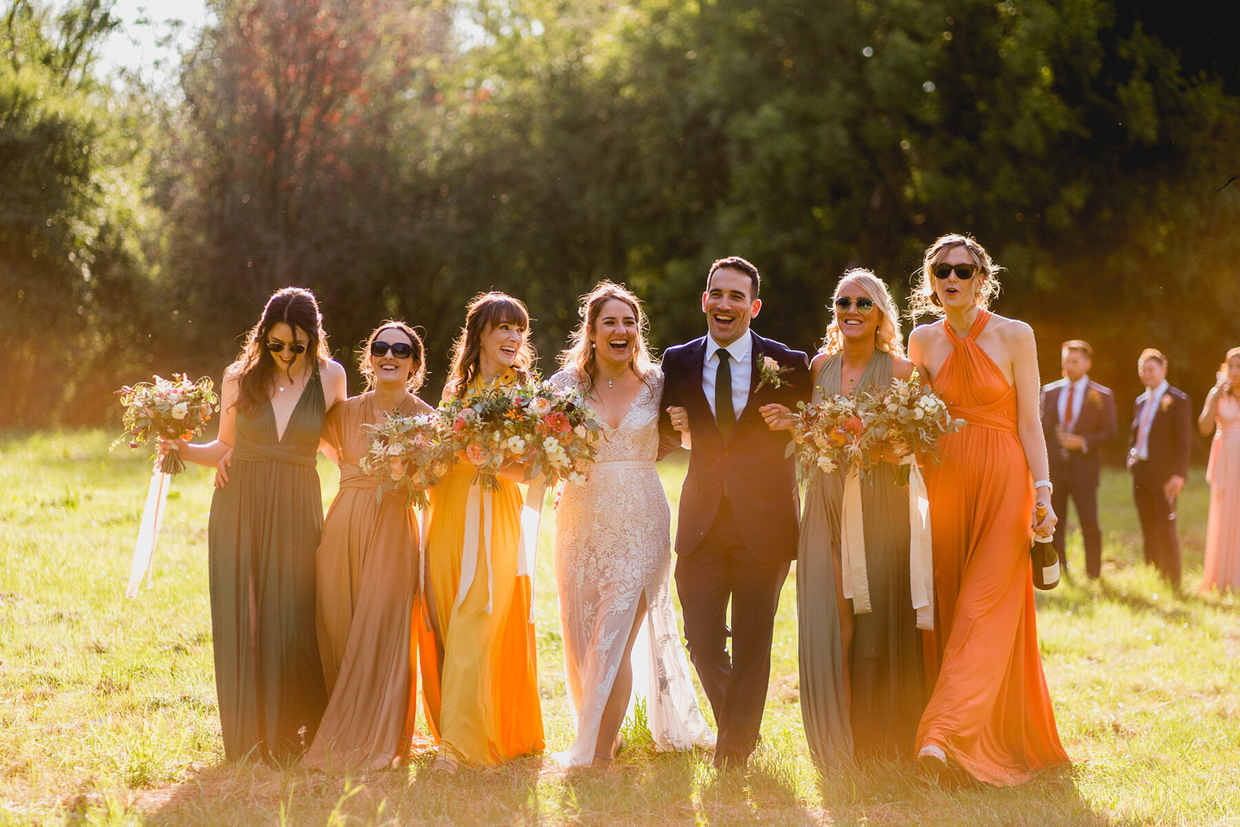 Hermone de Paula bride - bridesmaids in burnt orange