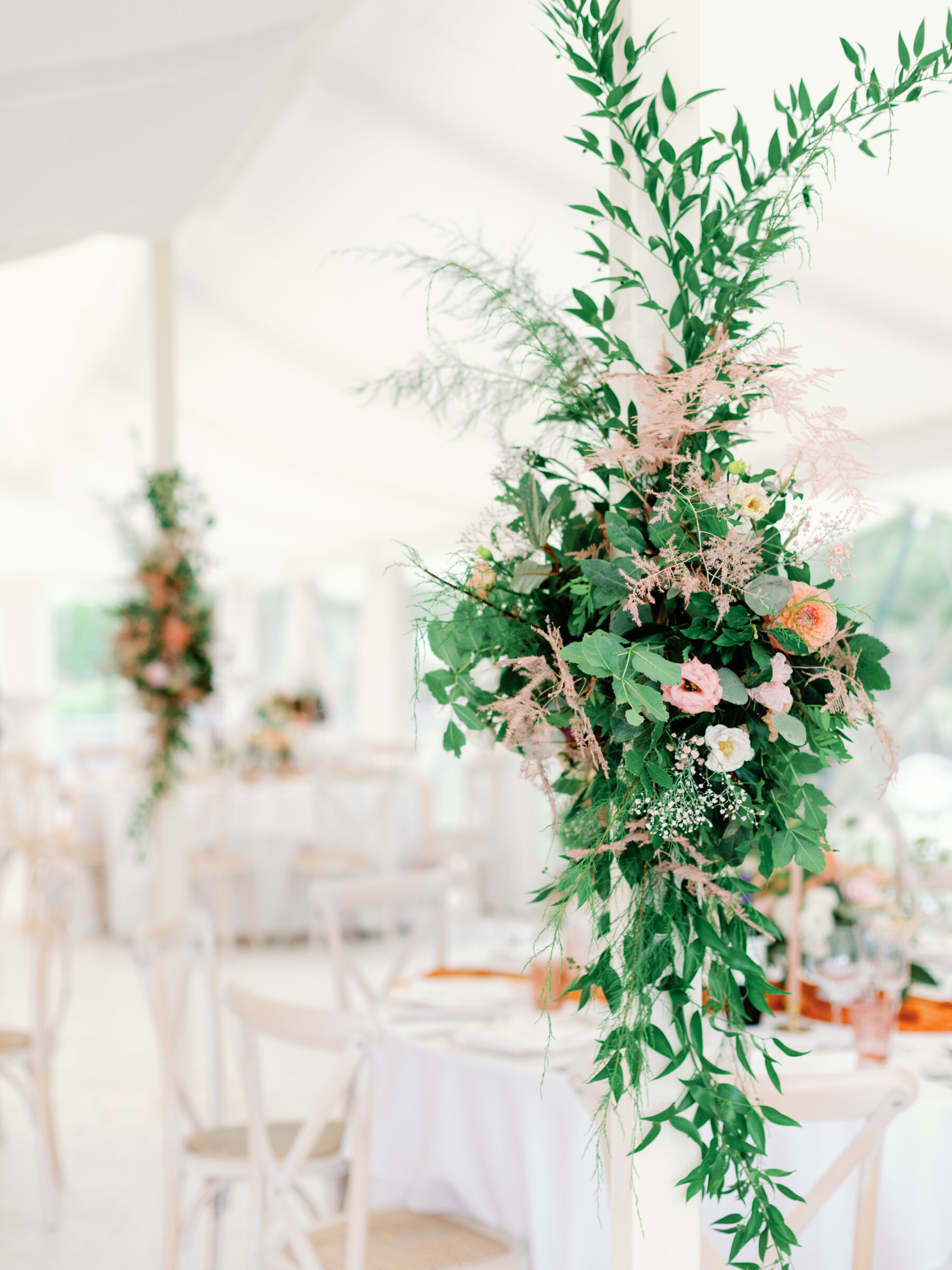 Wedding flowers in a light and airy space