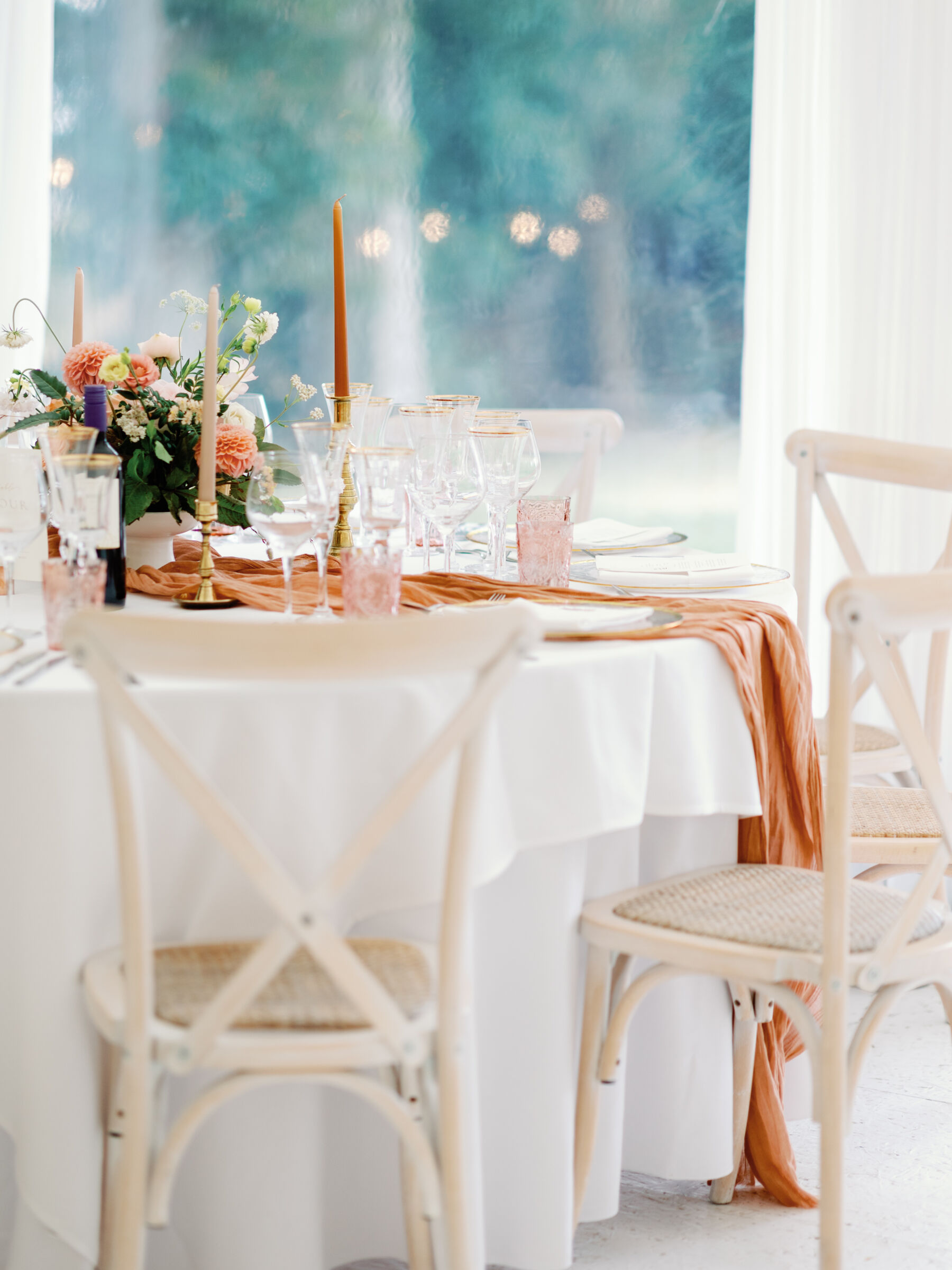 A Bridal Gown Covered in Pearls for a Nature Inspired Wedding at Gileston Manor in Wales 37 Crossback chairs in white