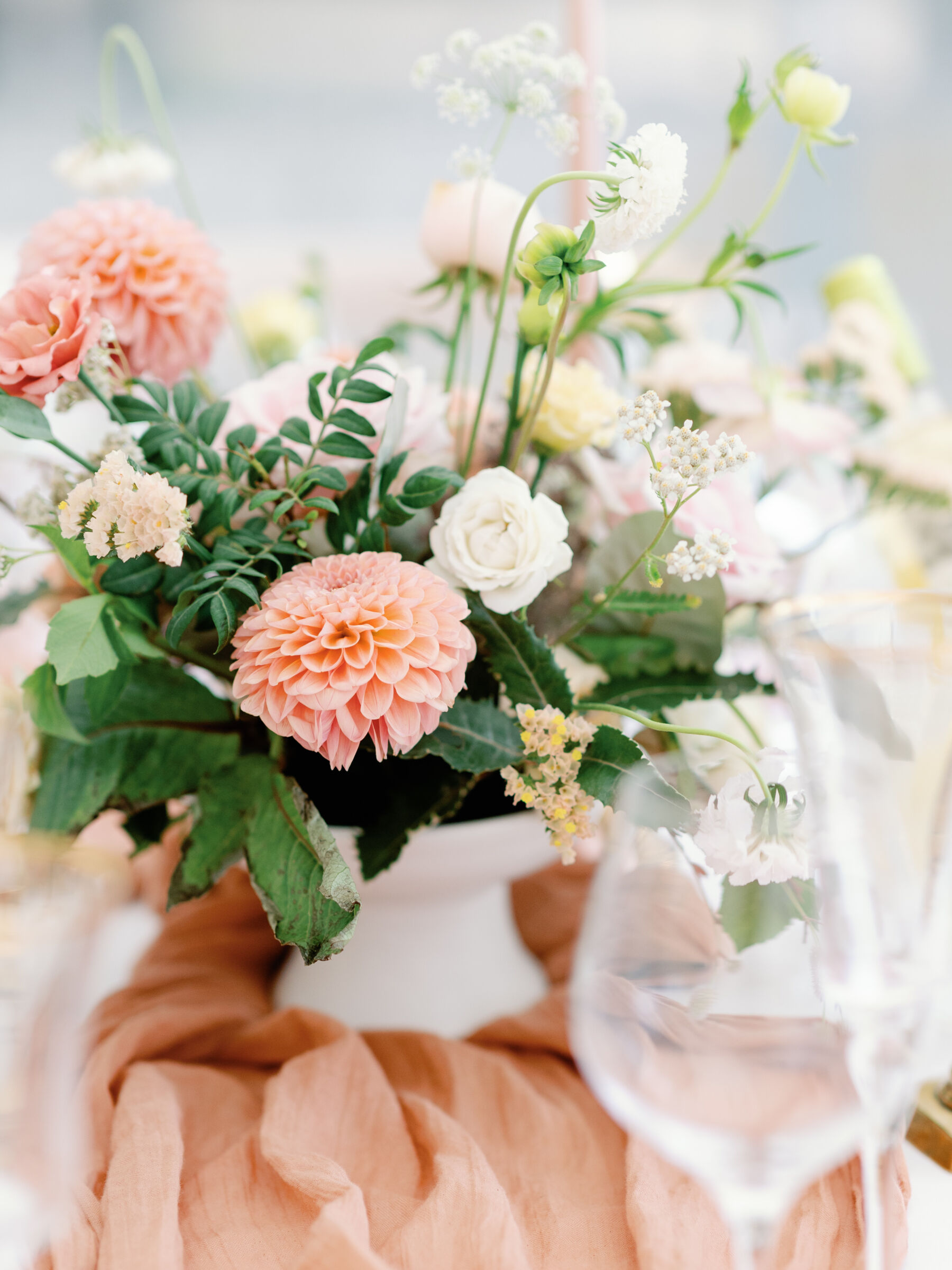 A Bridal Gown Covered in Pearls for a Nature Inspired Wedding at Gileston Manor in Wales 40 Wedding able flowers in soft pinks, peaches and creams.