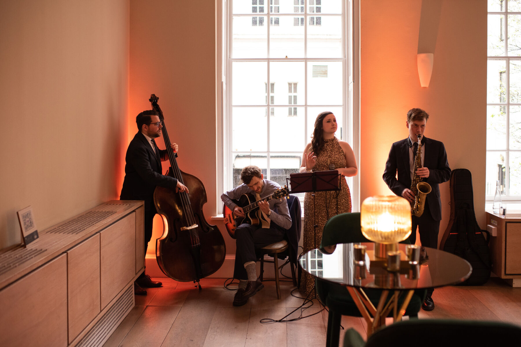 Live band at RSA House, sustainable London wedding venue