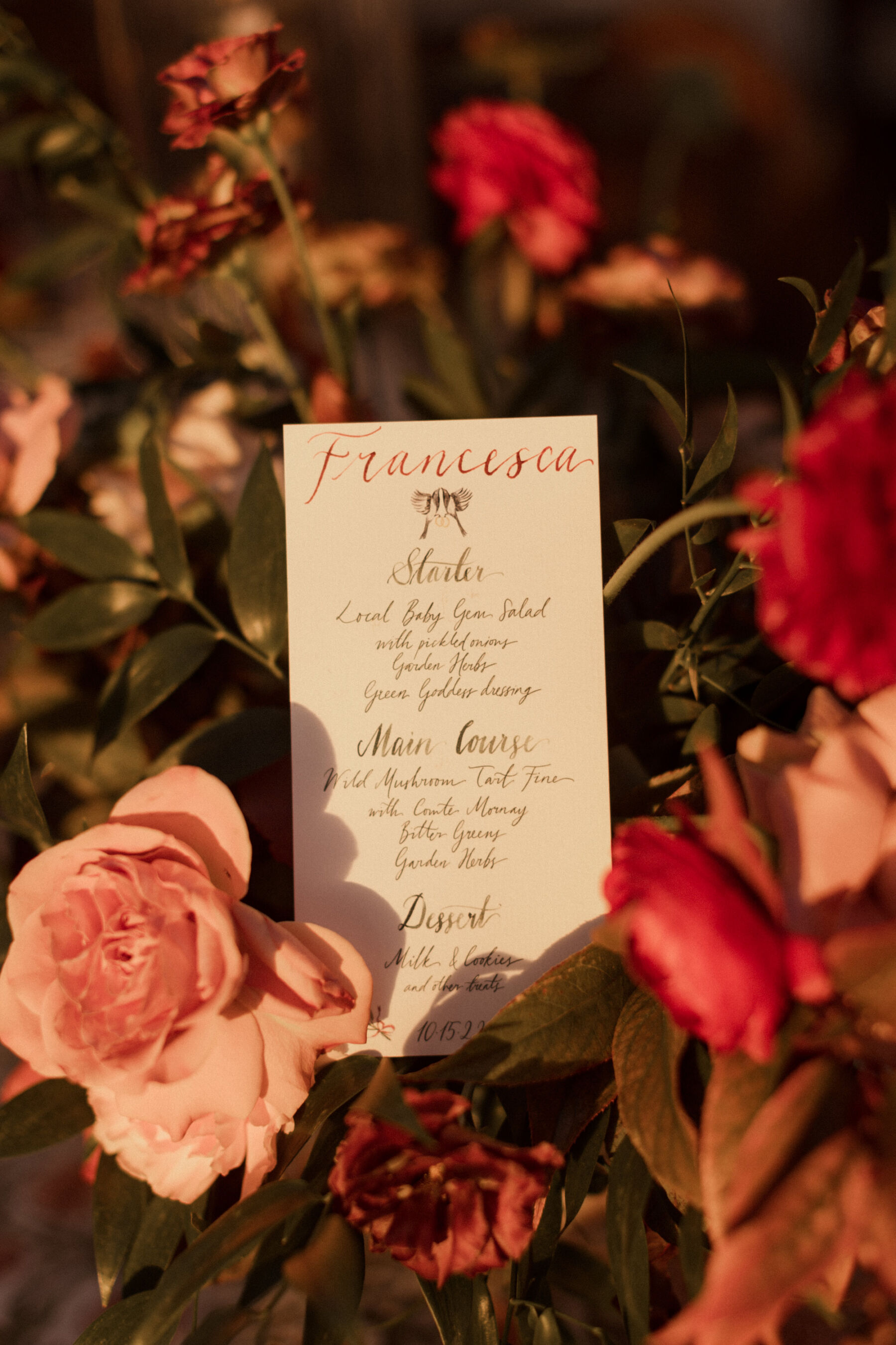 Calligraphy hand-written wedding menus
