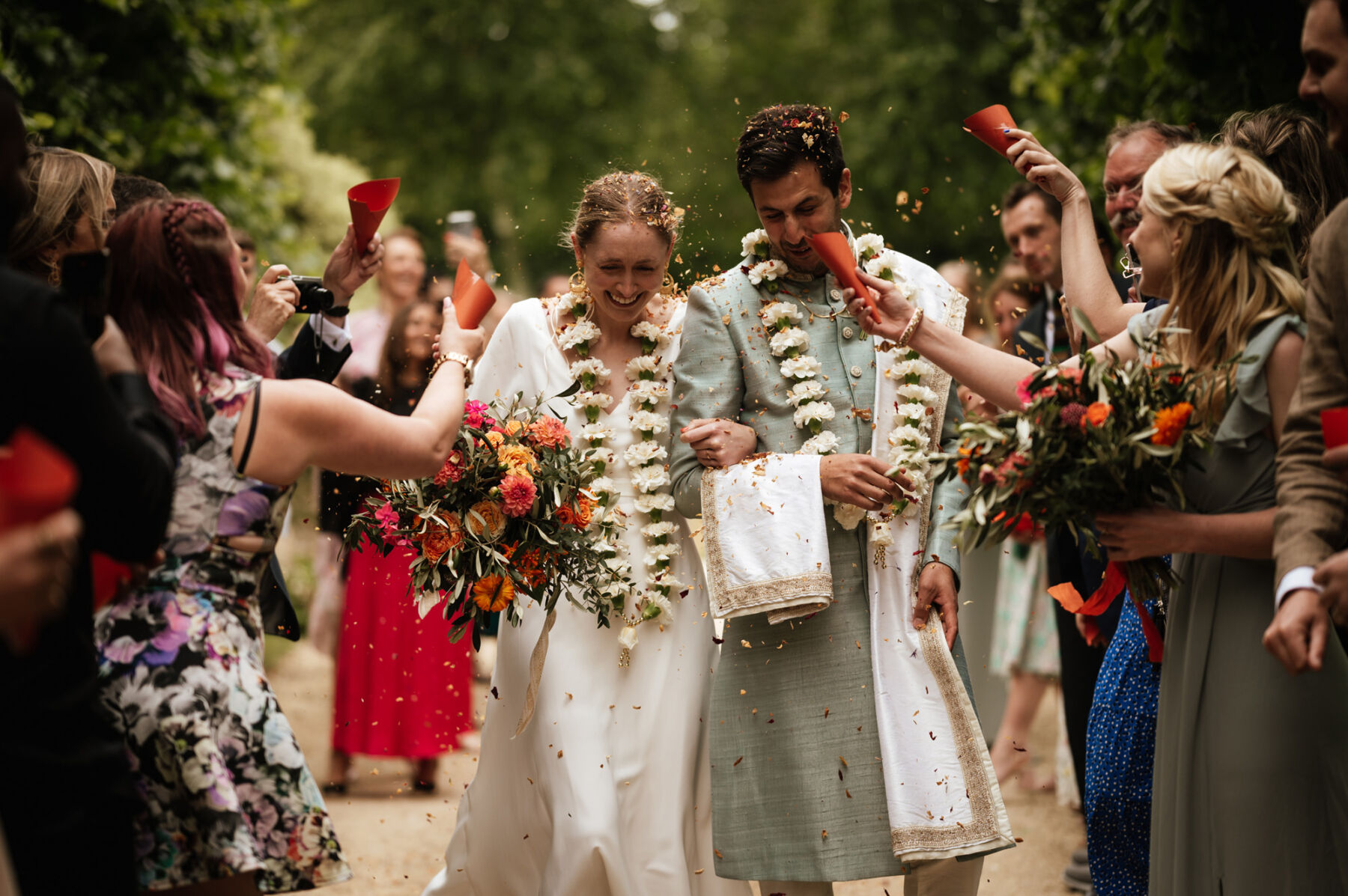 English bride and Indian groom. Multicultural wedding. Belle & Bunty wedding dress.