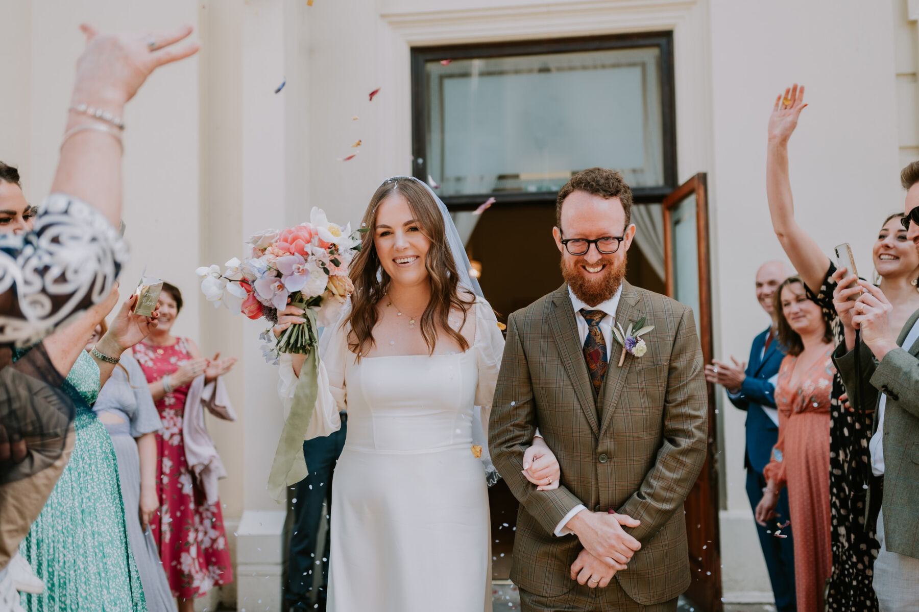 Confetti shot outside Brighton Registry office.