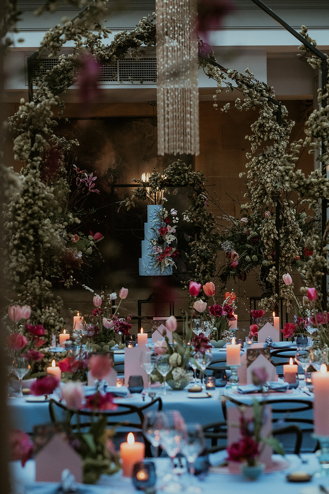 Hampton Manor: A Modern, Reimagined & Wildly Romantic Wedding Venue 2 Tablescape of Spring tulips and hops, designed and created by Ava Event Styling at Hampton Manor.