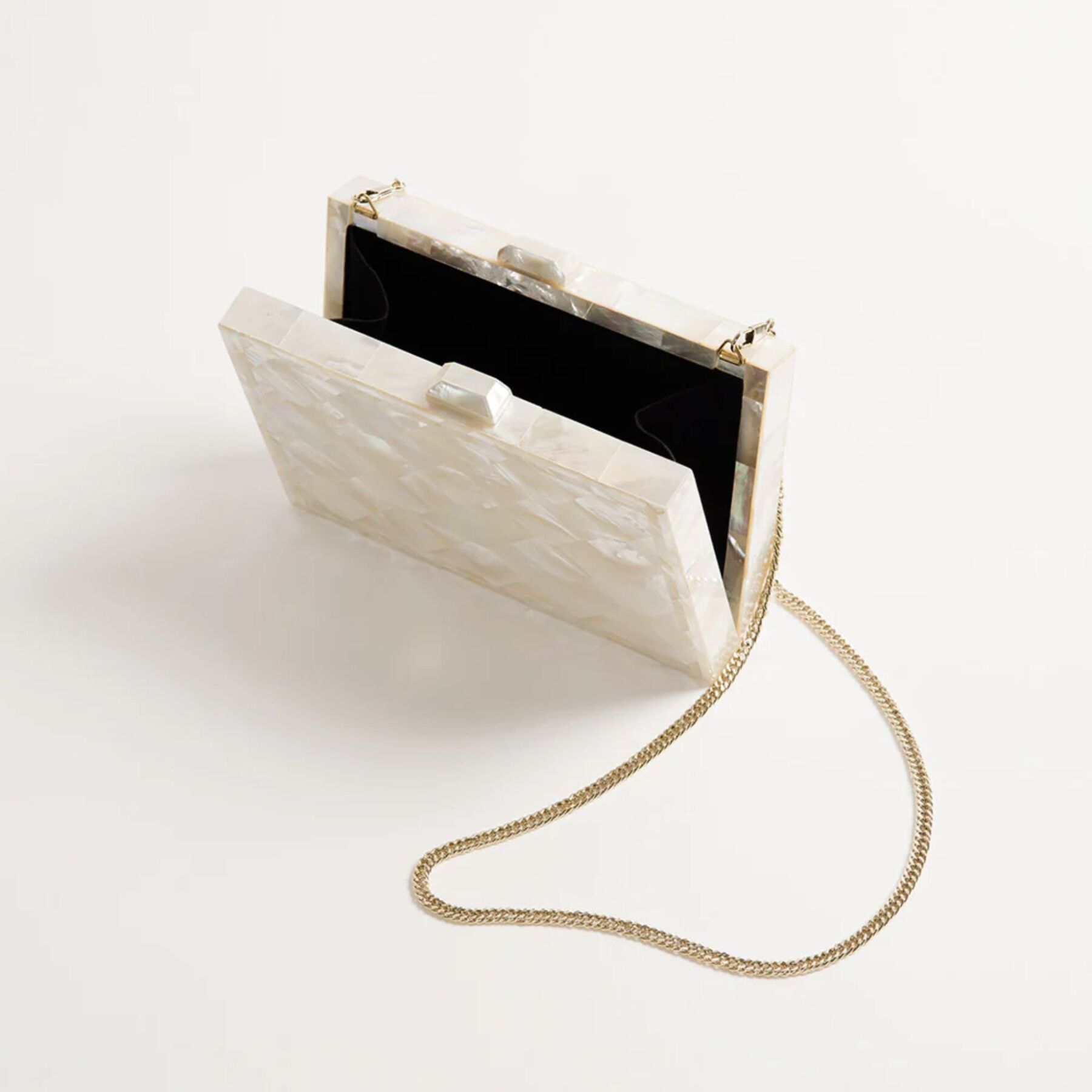 Freya Rose London mother of pearl bridal clutch bag